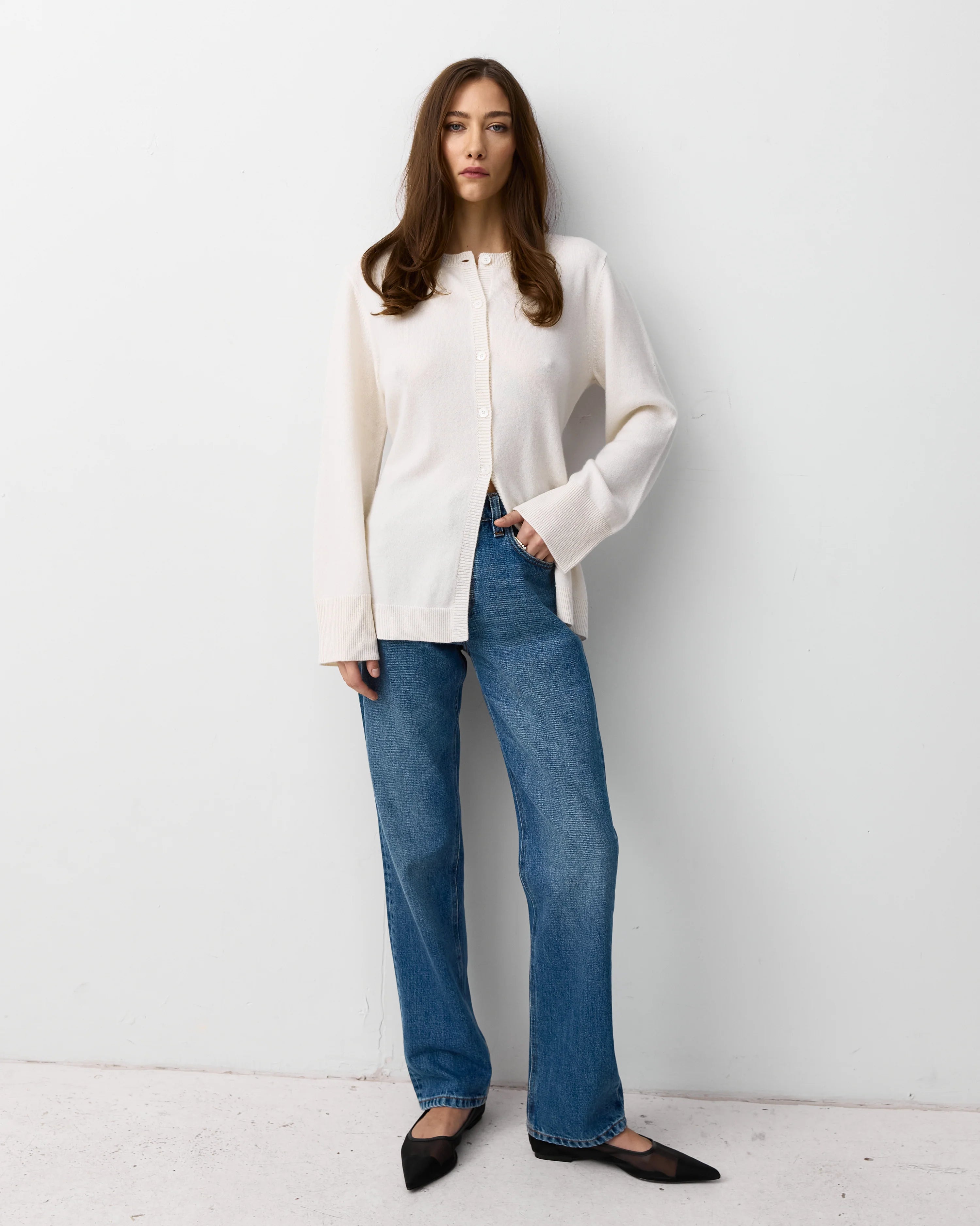 The Curated The Tailored Cardigan Eco White NHW-AW2410-MC-27049