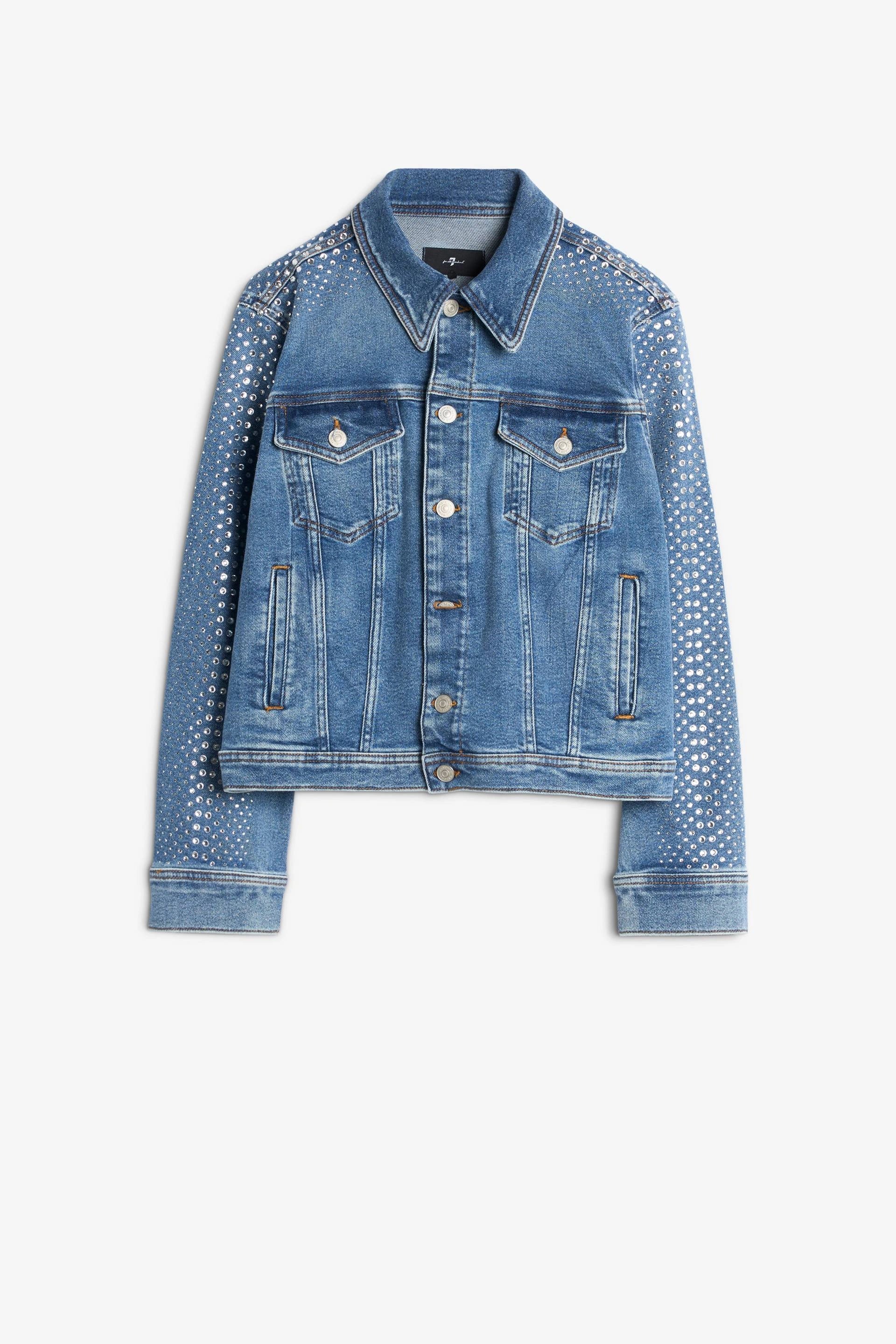 7 For All Mankind Adi Trucker Love Soul With Crystals 7UJ6C120-LS1