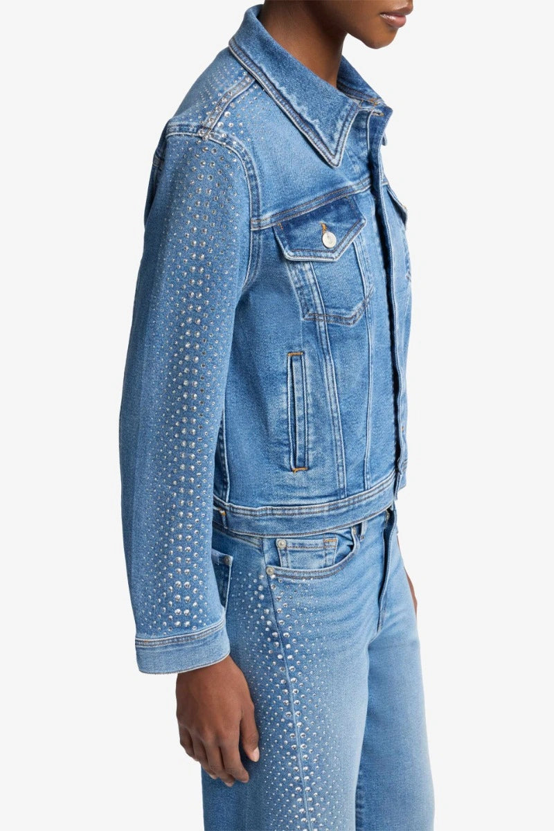 7 For All Mankind Adi Trucker Love Soul With Crystals 7UJ6C120-LS1