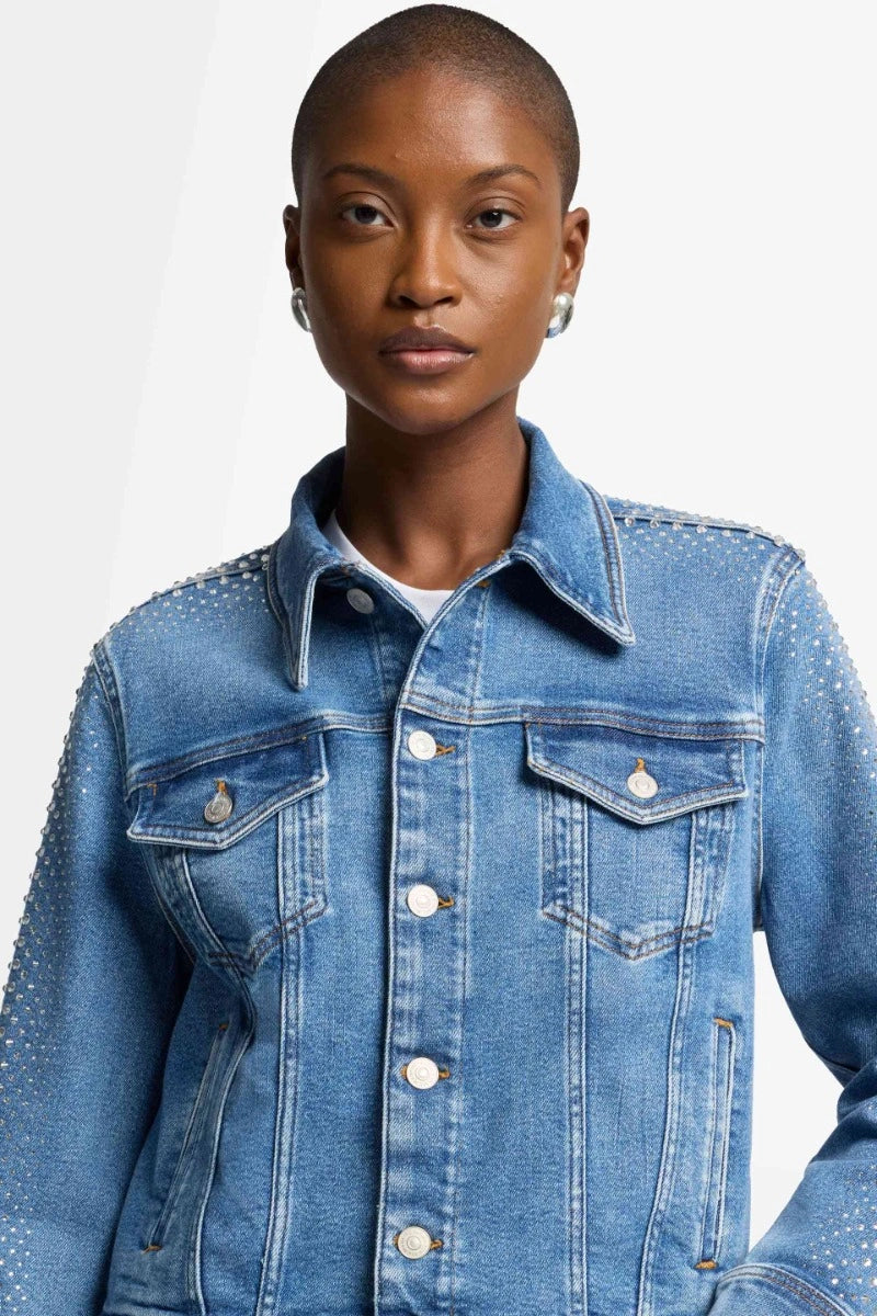 7 For All Mankind Adi Trucker Love Soul With Crystals 7UJ6C120-LS1