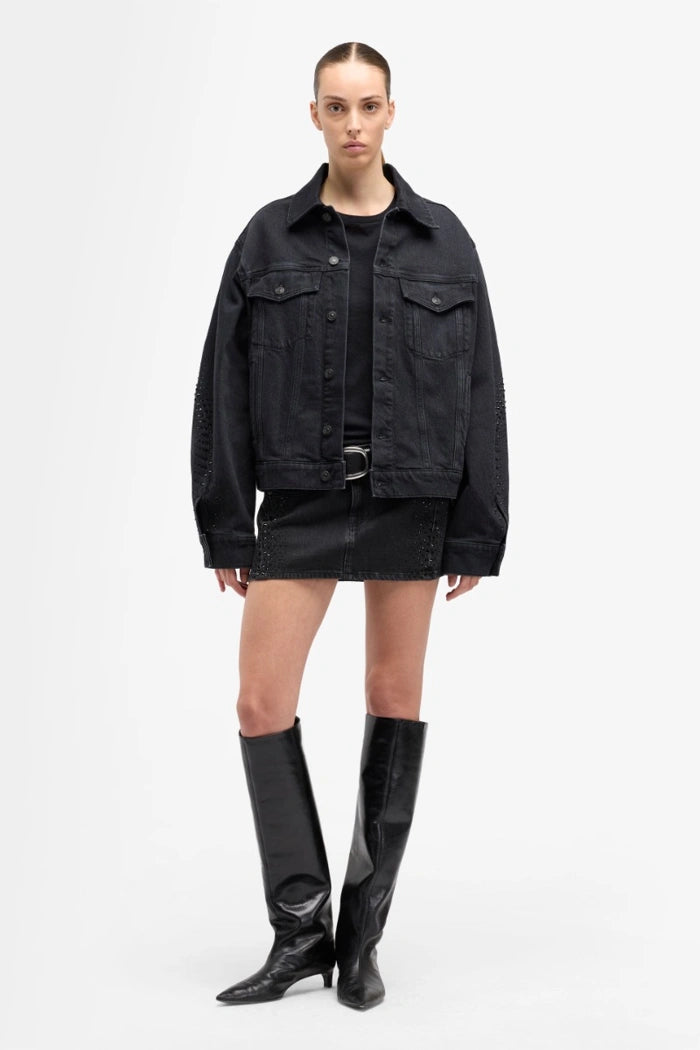 7 For All Mankind Embellished Twisted Jacket Black 7UX80C31-1O3