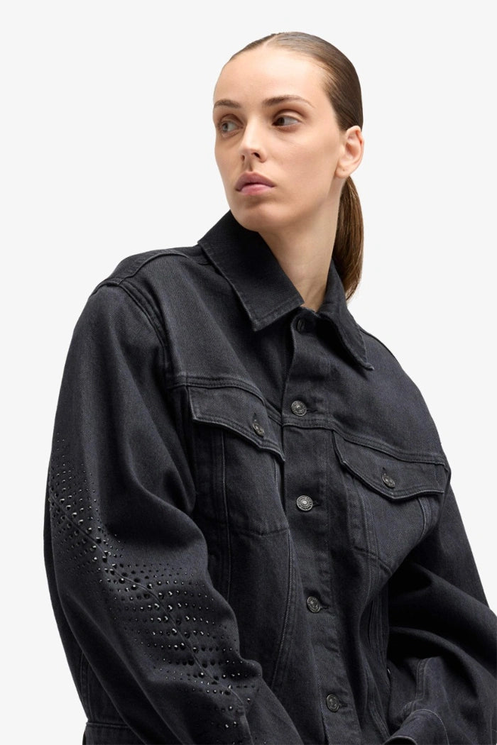 7 For All Mankind Embellished Twisted Jacket Black 7UX80C31-1O3