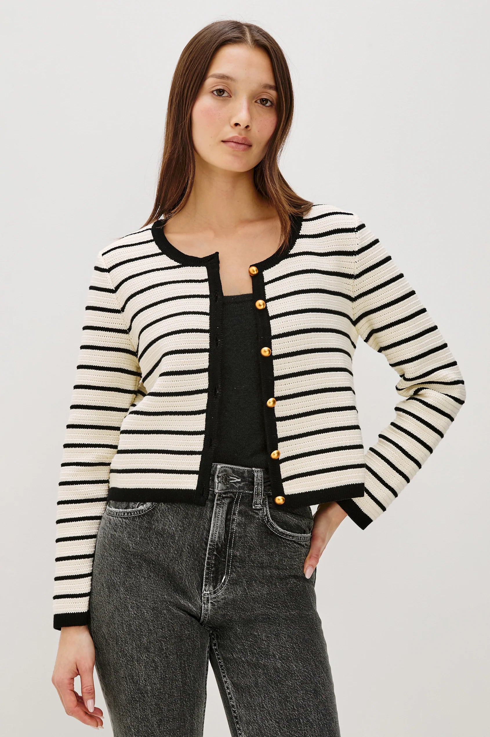 Rails Catania Cardigan Ivory Black Stripe