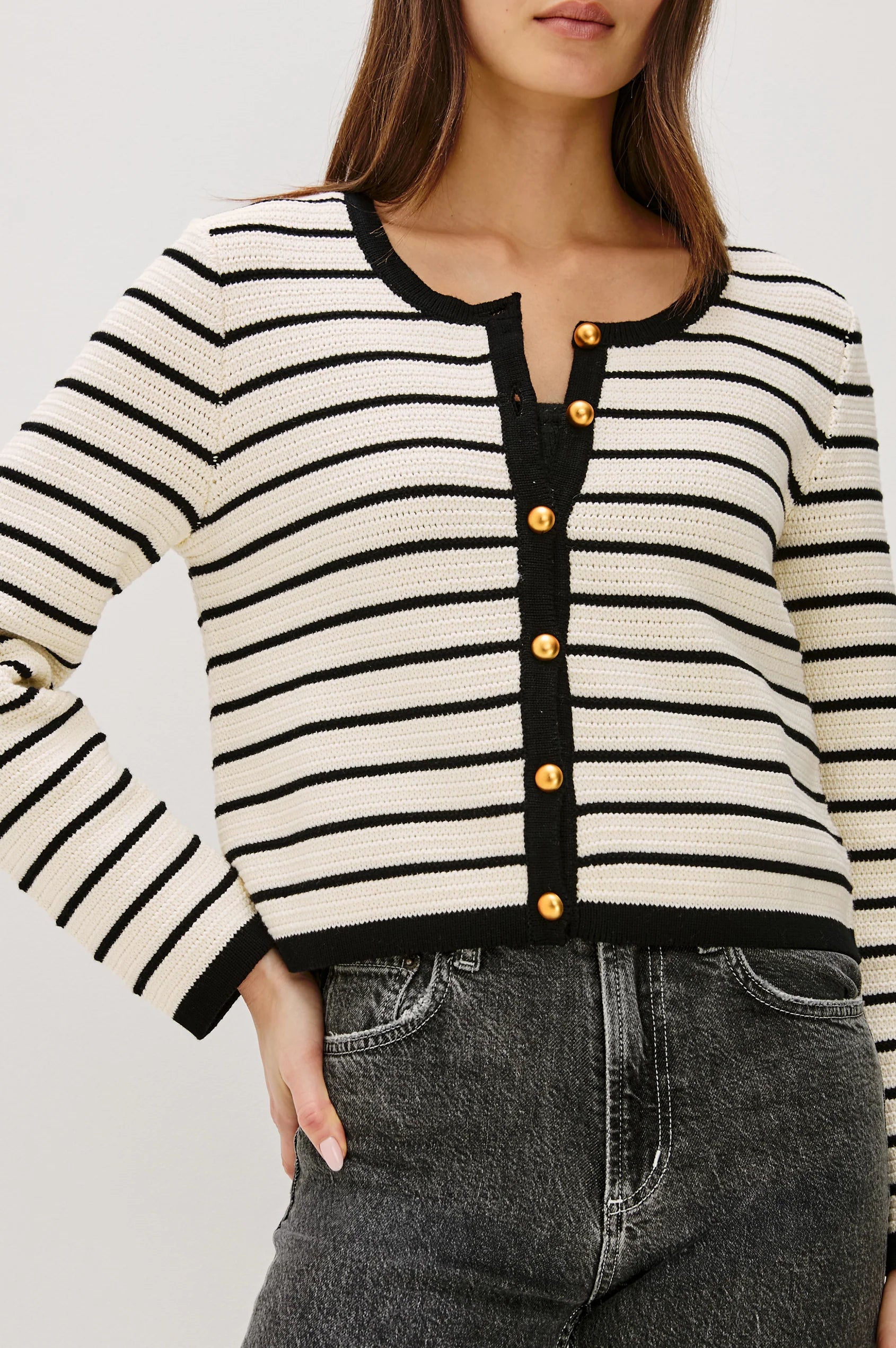 Rails Catania Cardigan Ivory Black Stripe