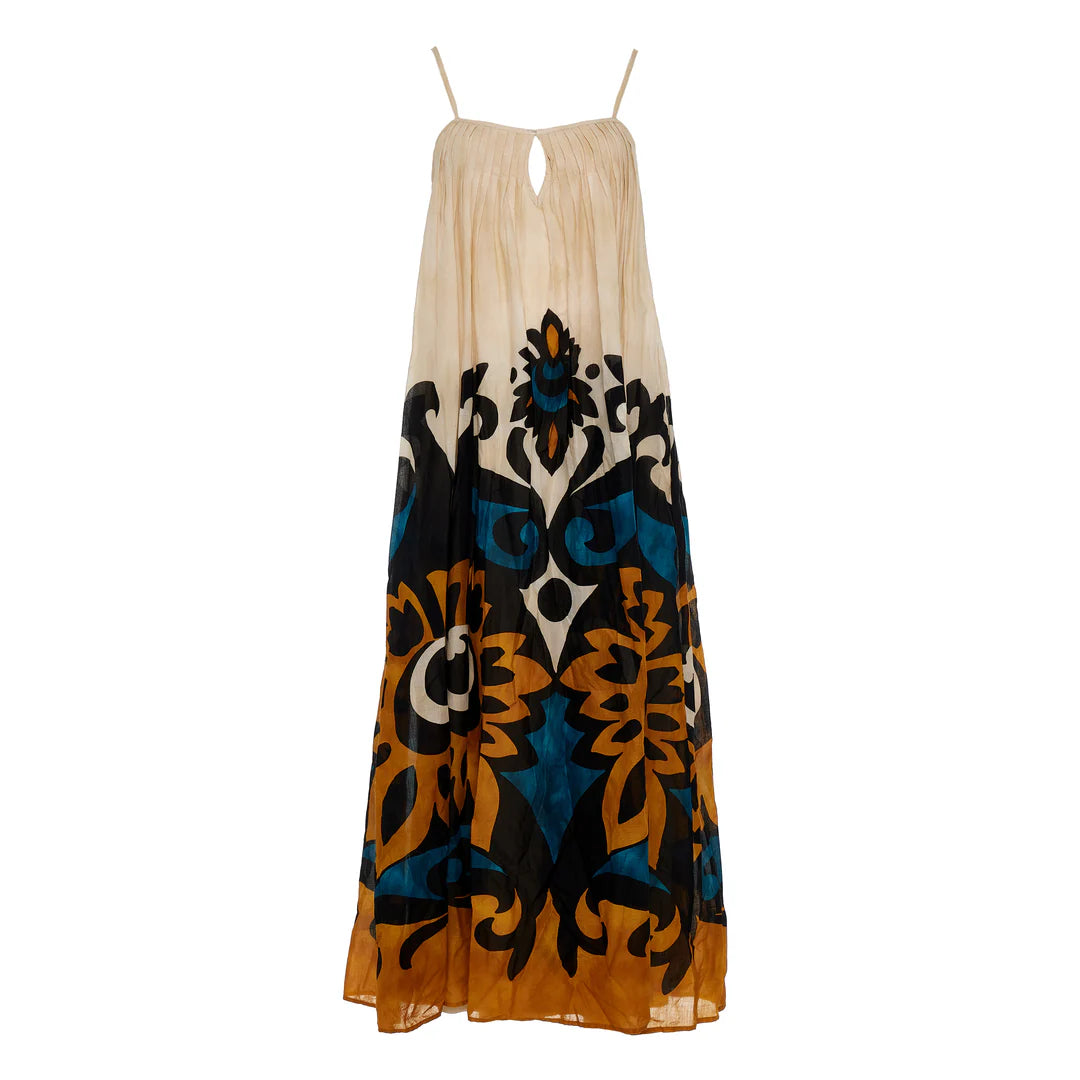 Devotion Twins long dress blue/camel 024345G