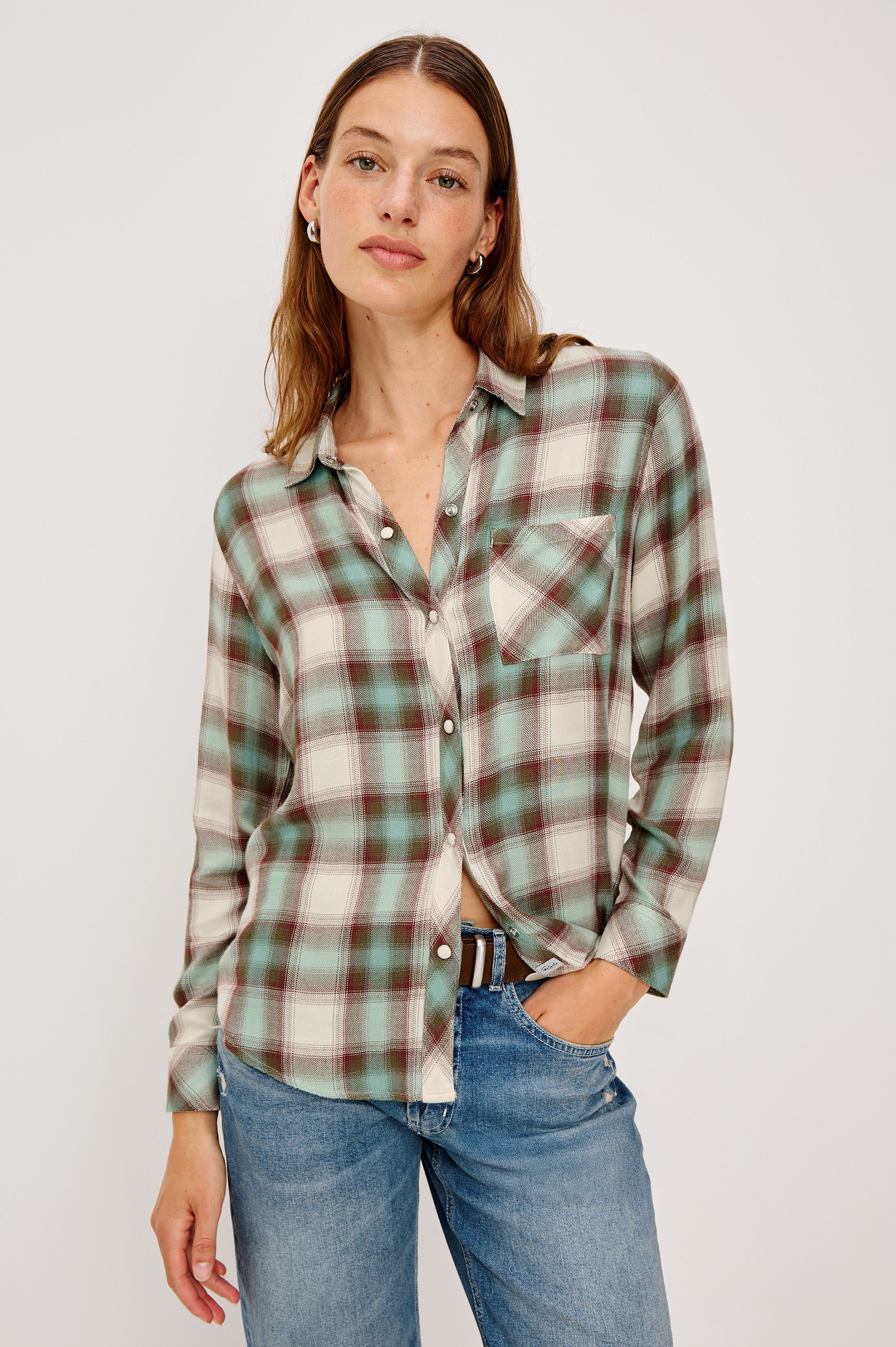 Rails Hunter Shirt Birch Olive Teal
