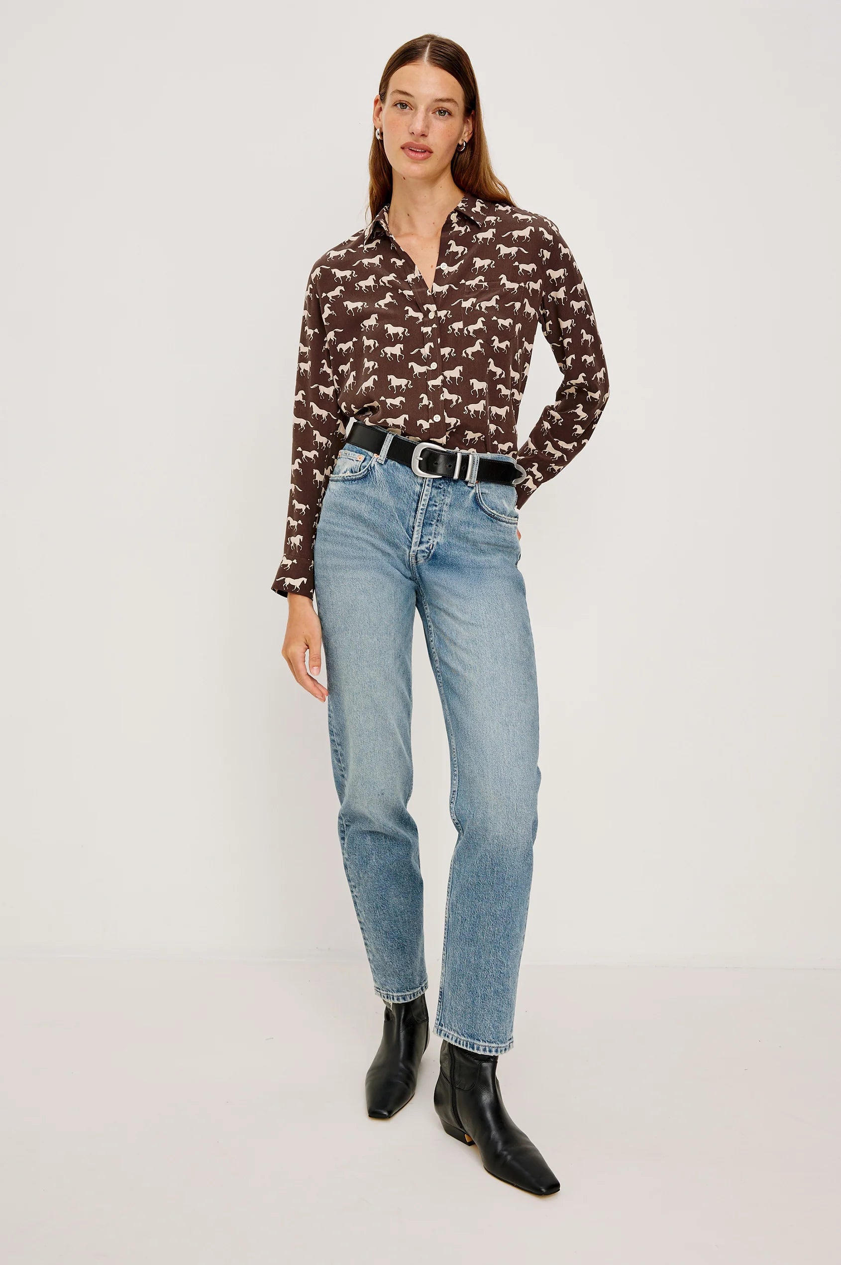 Rails Kate Shirt Ivory Horses 910-615-8289