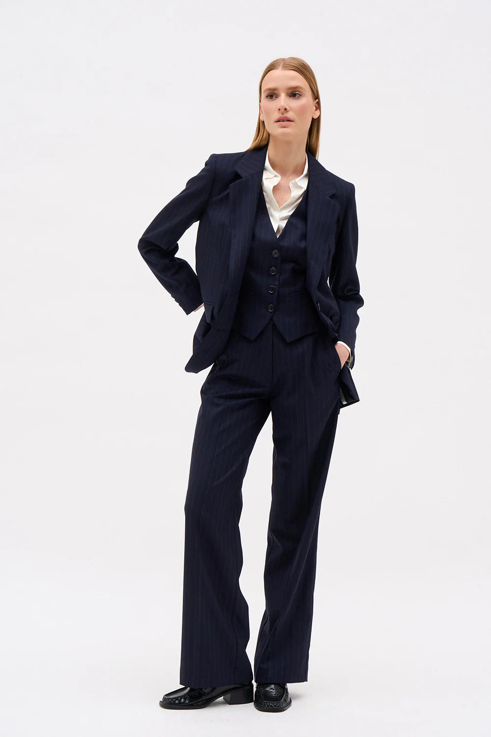 DMN PARIS LAURE NAVY STRIPE PANTS