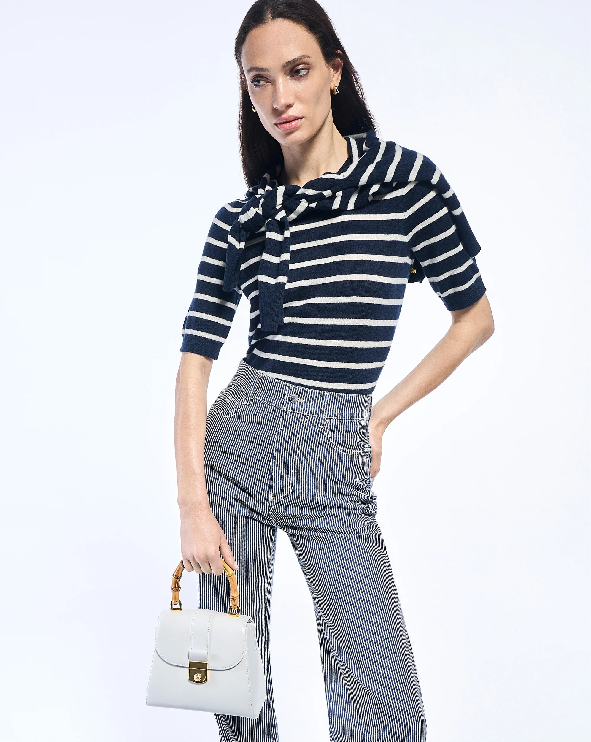 Veronica Beard Shana Cashmere Striped Sweater
