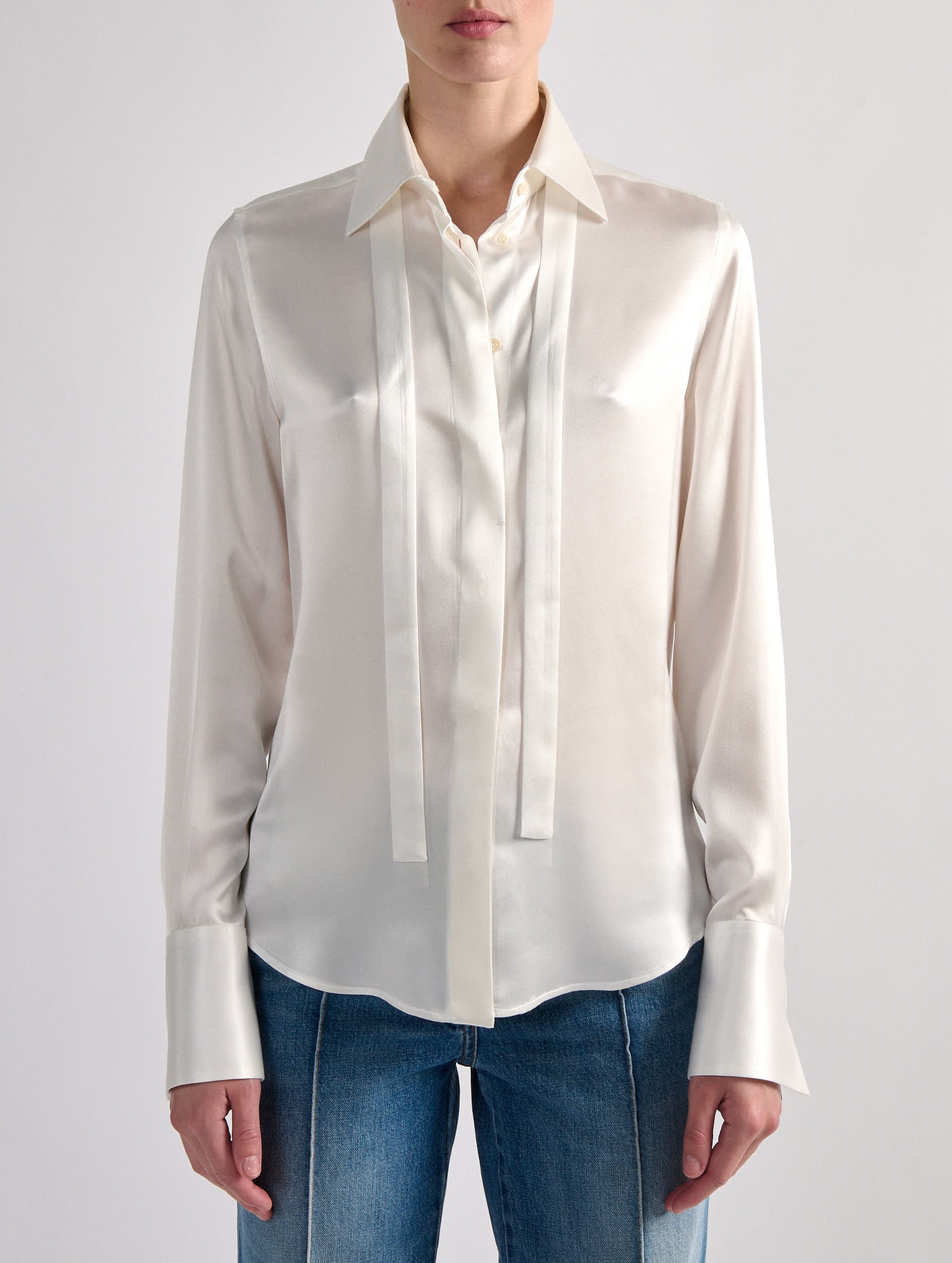 Barbara Bui Silk Satin Lavallière Shirt