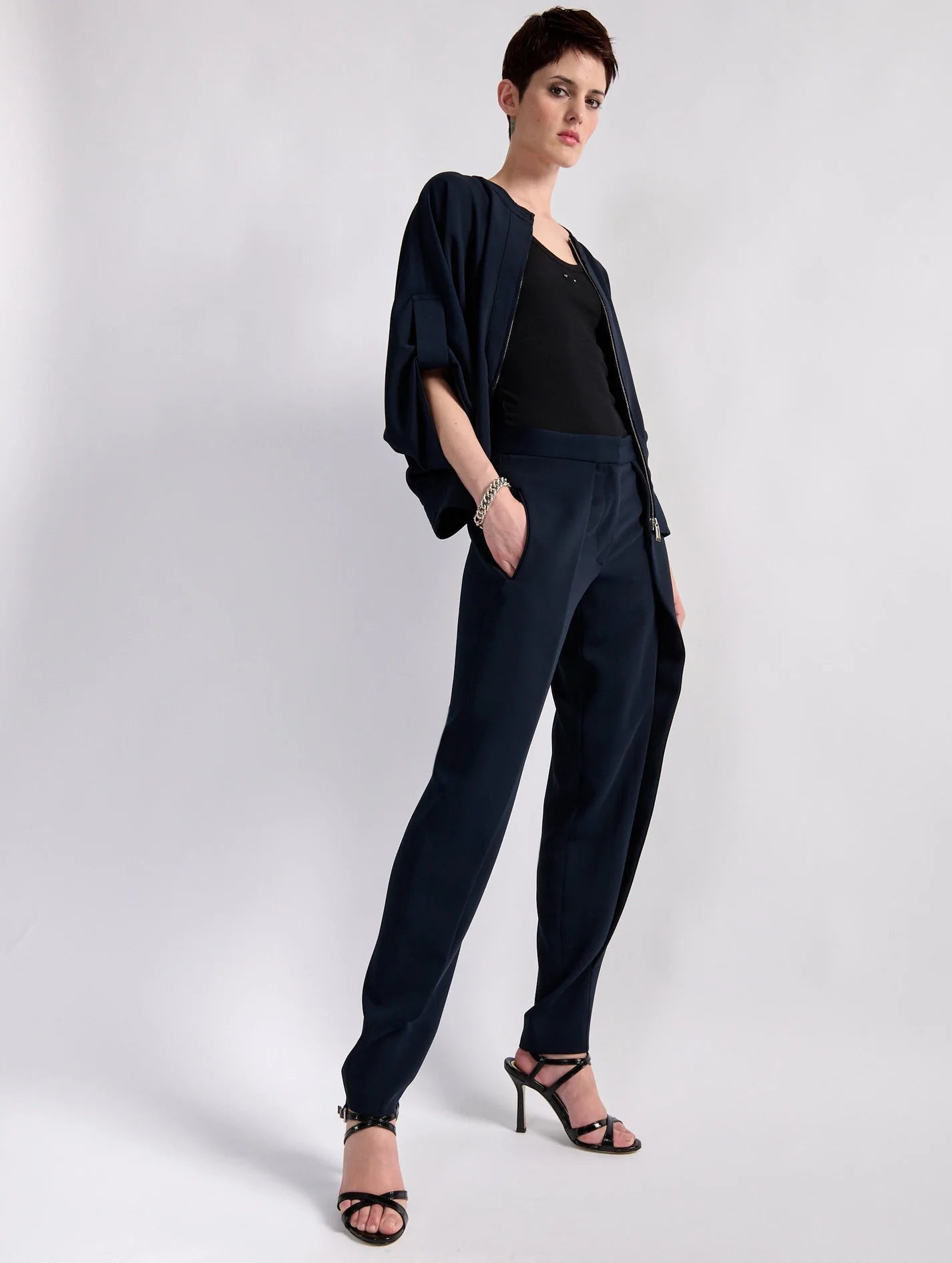 Barbara Bui Caddy Pleated Trousers Navy