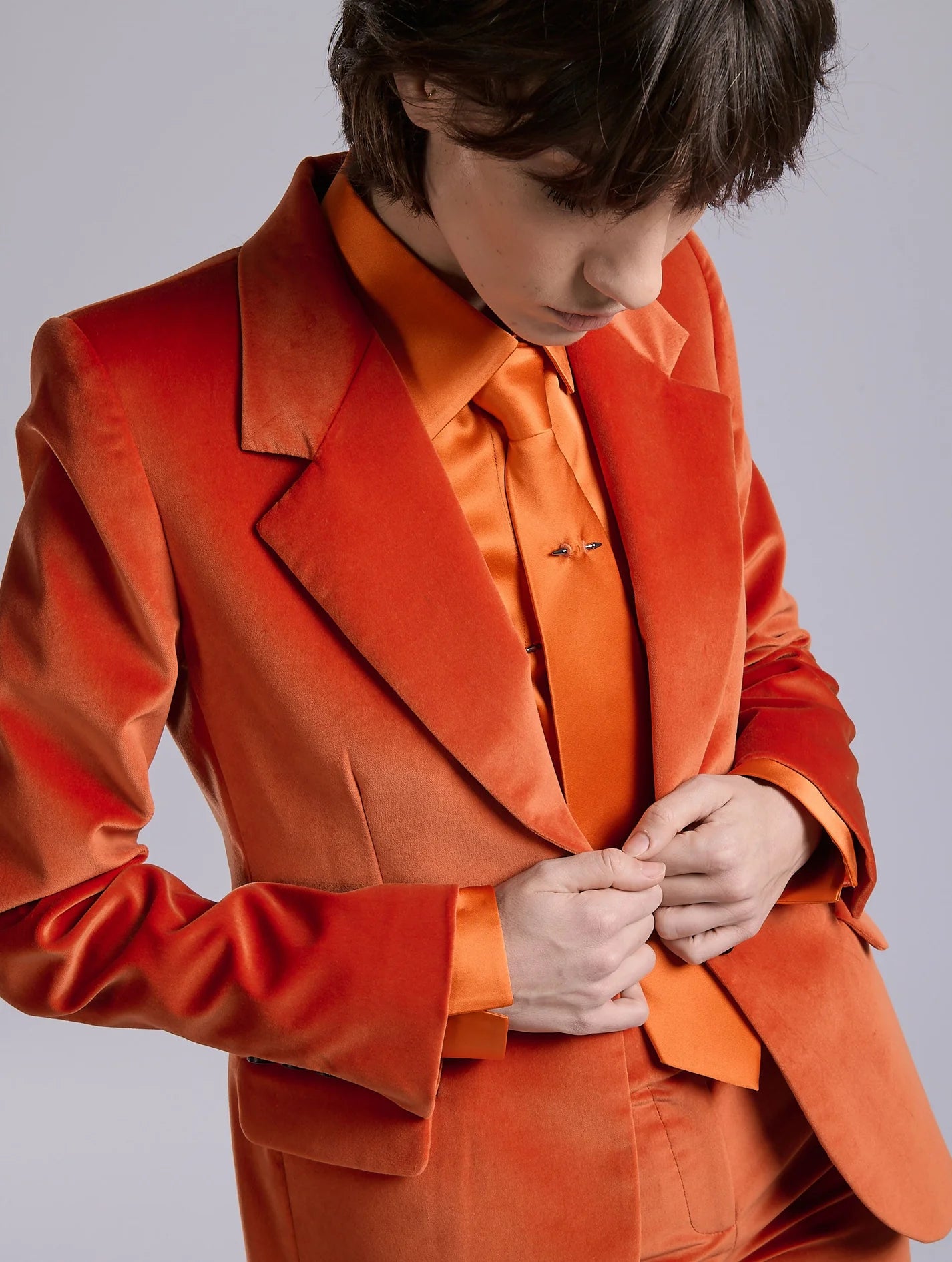 Barbara Bui Orange Velvet Fitted Jacket