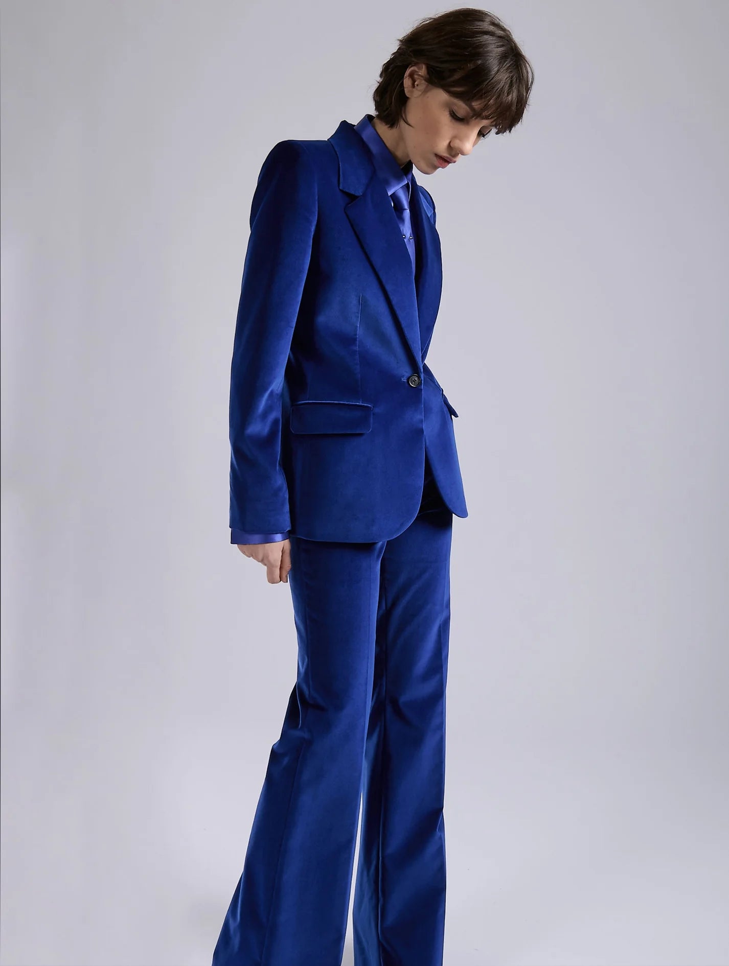 Barbara Bui Blue Velvet Fitted Jacket