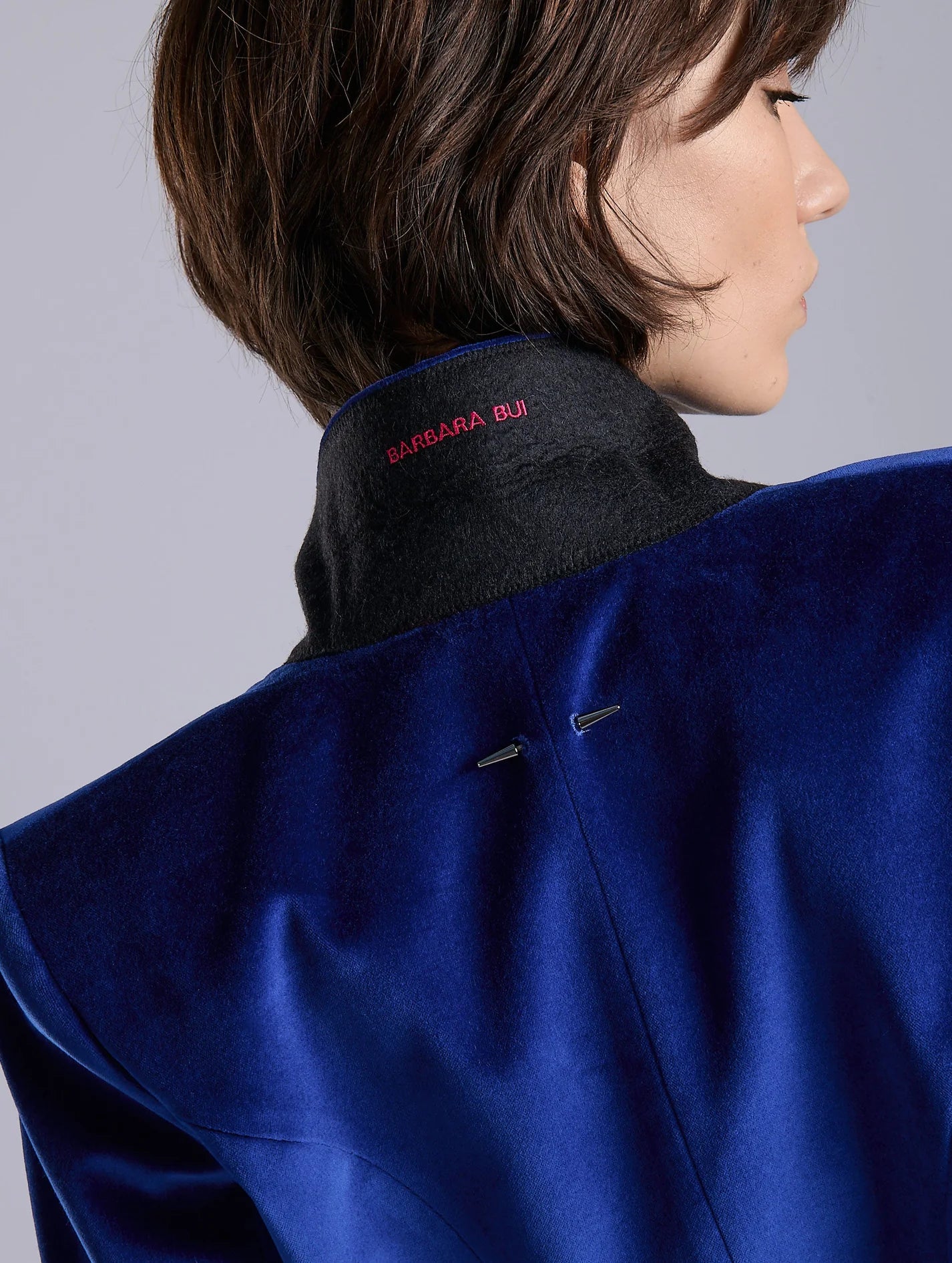 Barbara Bui Blue Velvet Fitted Jacket