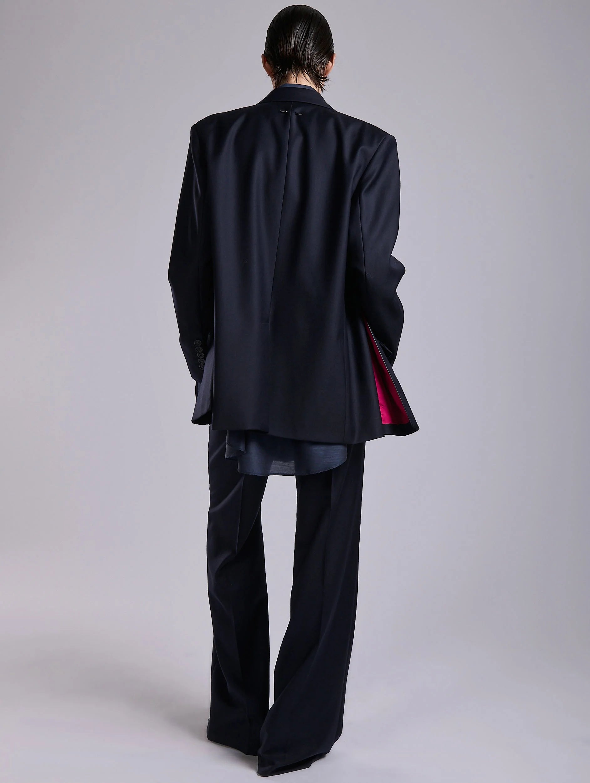 Barbara Bui Twill Straight Jacket navy blue G1223AAF