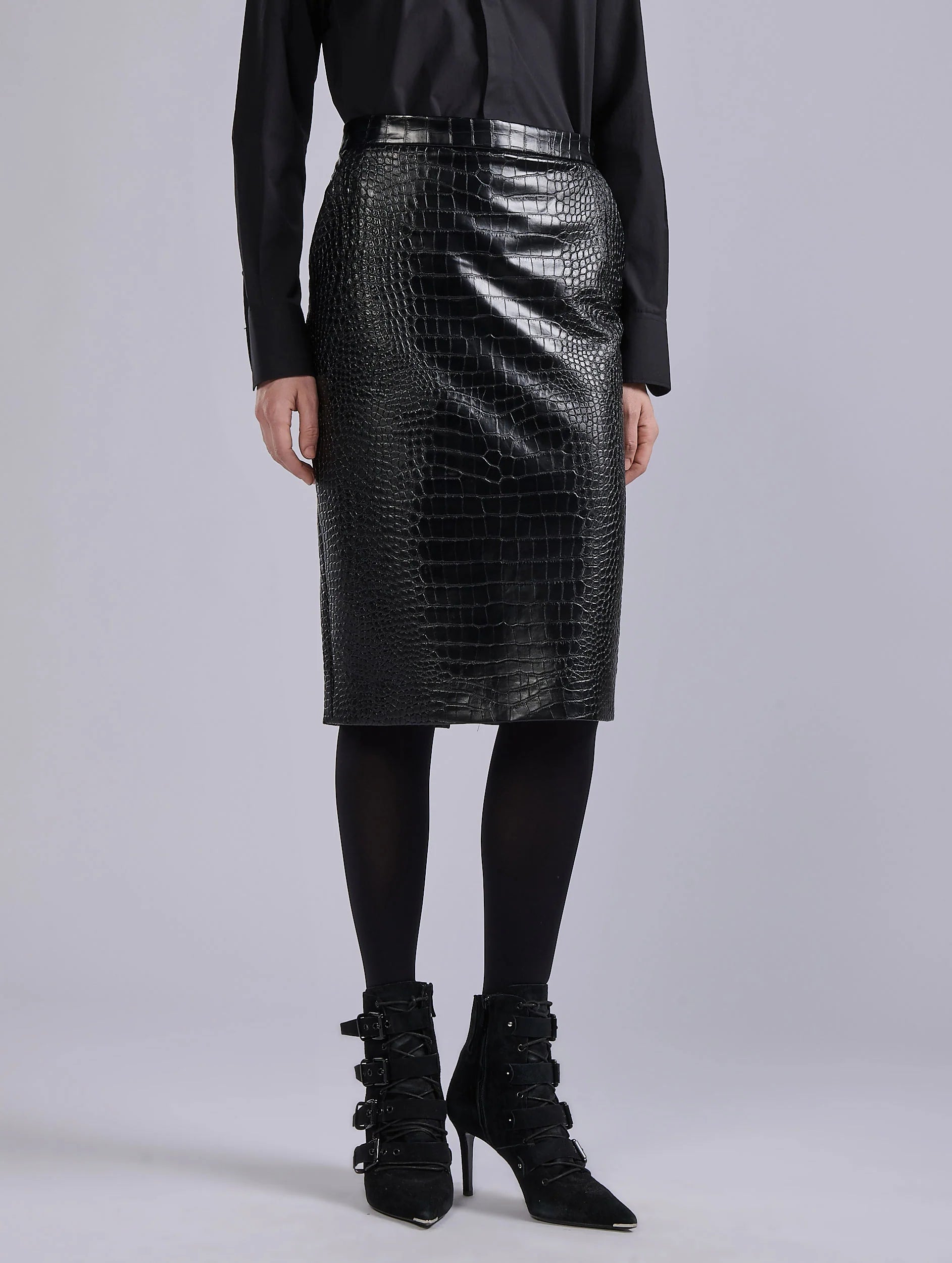 Barbara Bui Skirt krokoprint black G1501GPH