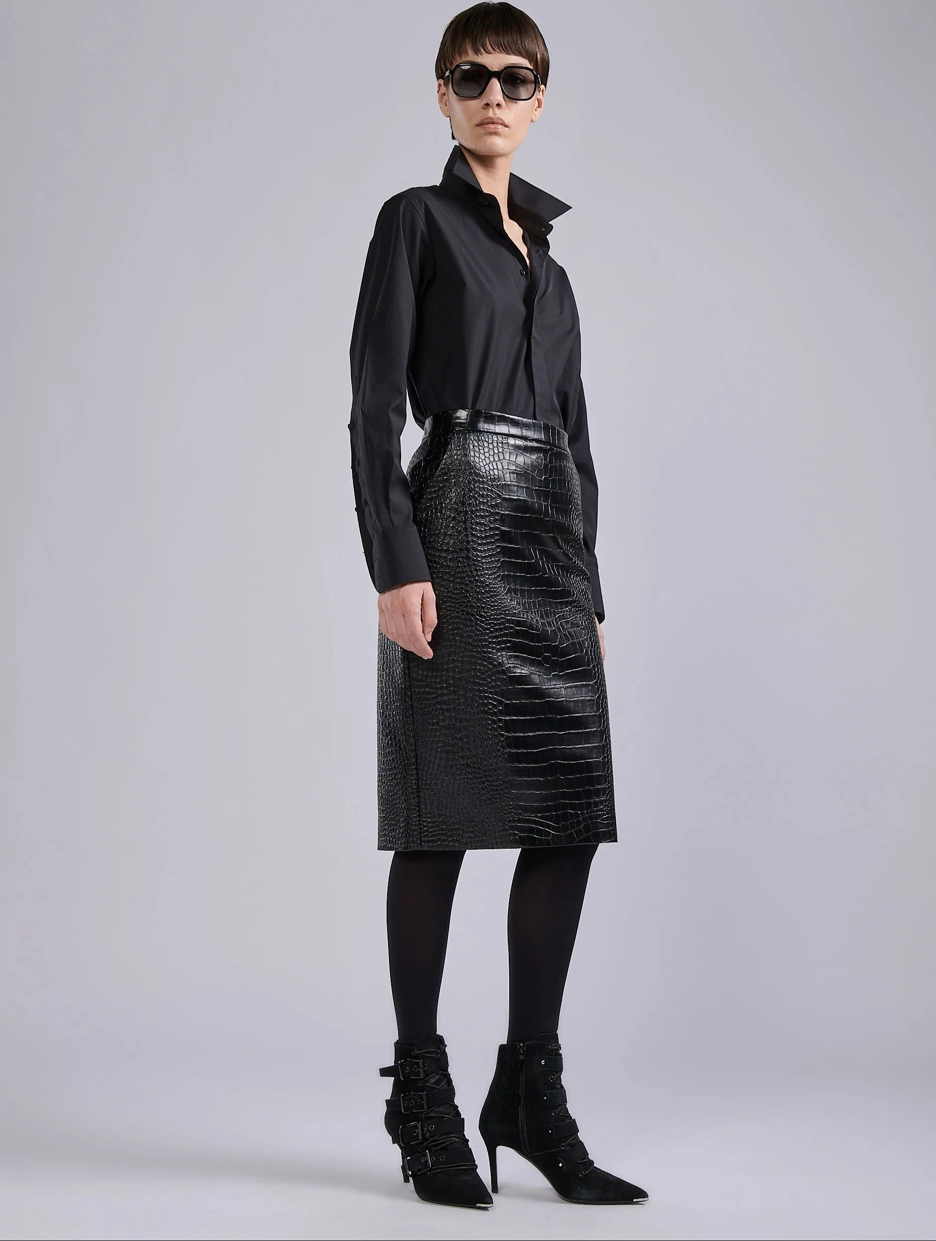 Barbara Bui Skirt krokoprint black G1501GPH