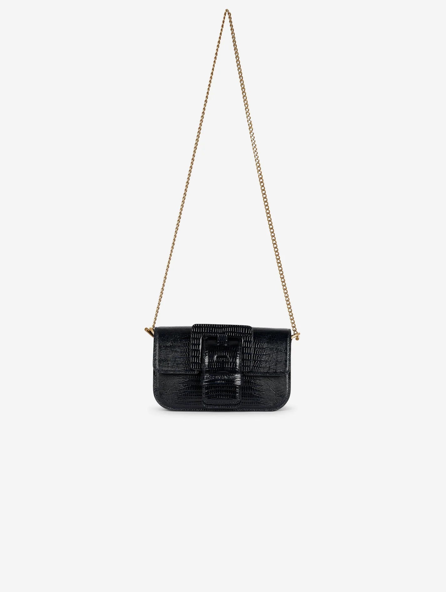 Barbara Bui SMALL "LIKE ME" BAG IN NAVY LIZARD-EMBOSSED LEATHER