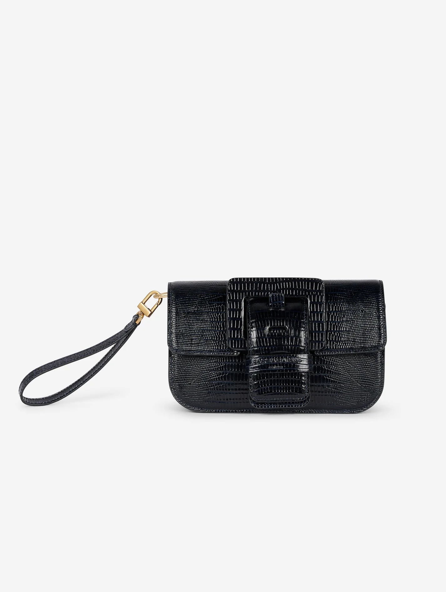 Barbara Bui SMALL "LIKE ME" BAG IN NAVY LIZARD-EMBOSSED LEATHER