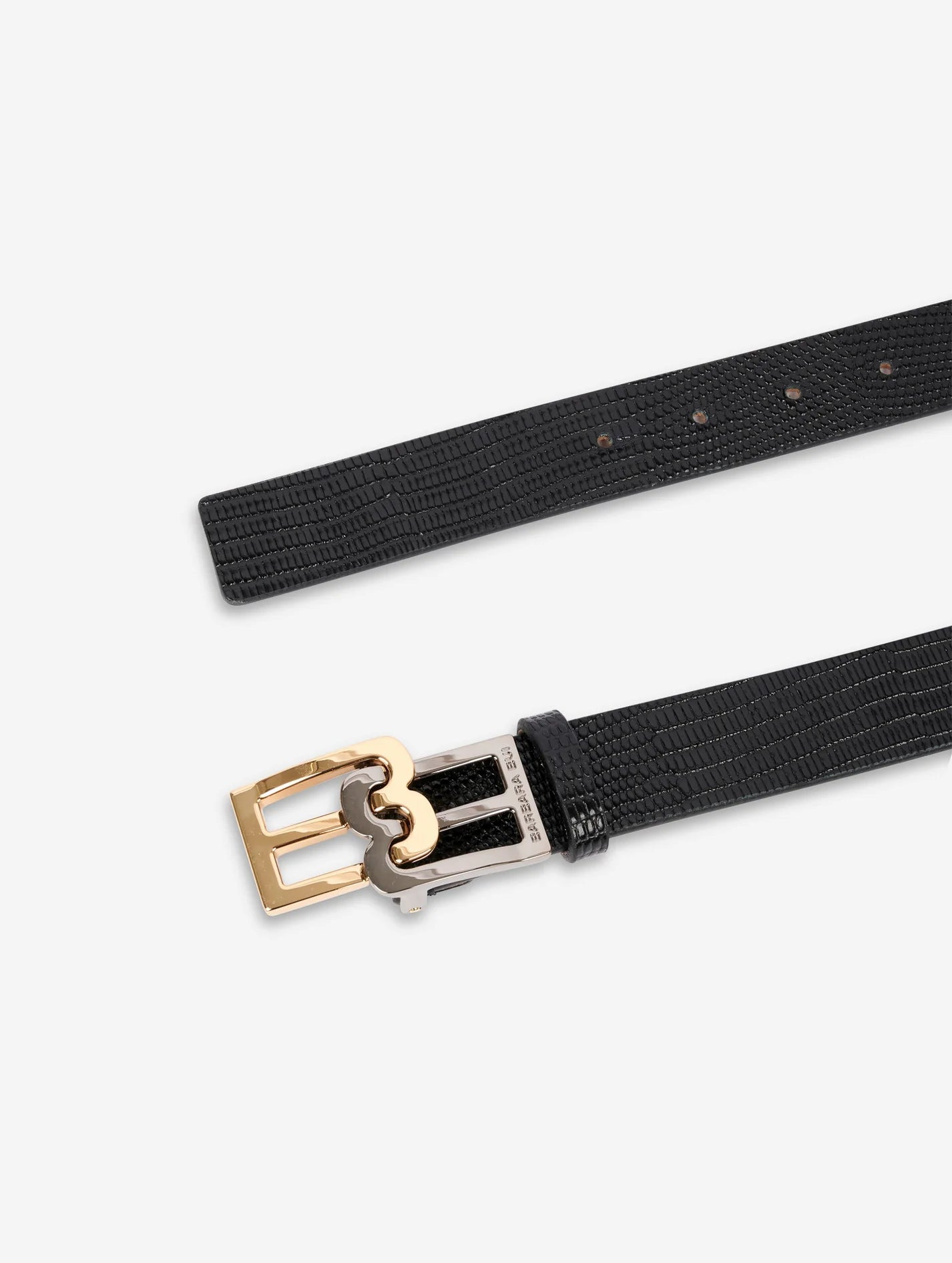 Barbara Bui BLACK LIZARD-EMBOSSED LEATHER LOGO BELT