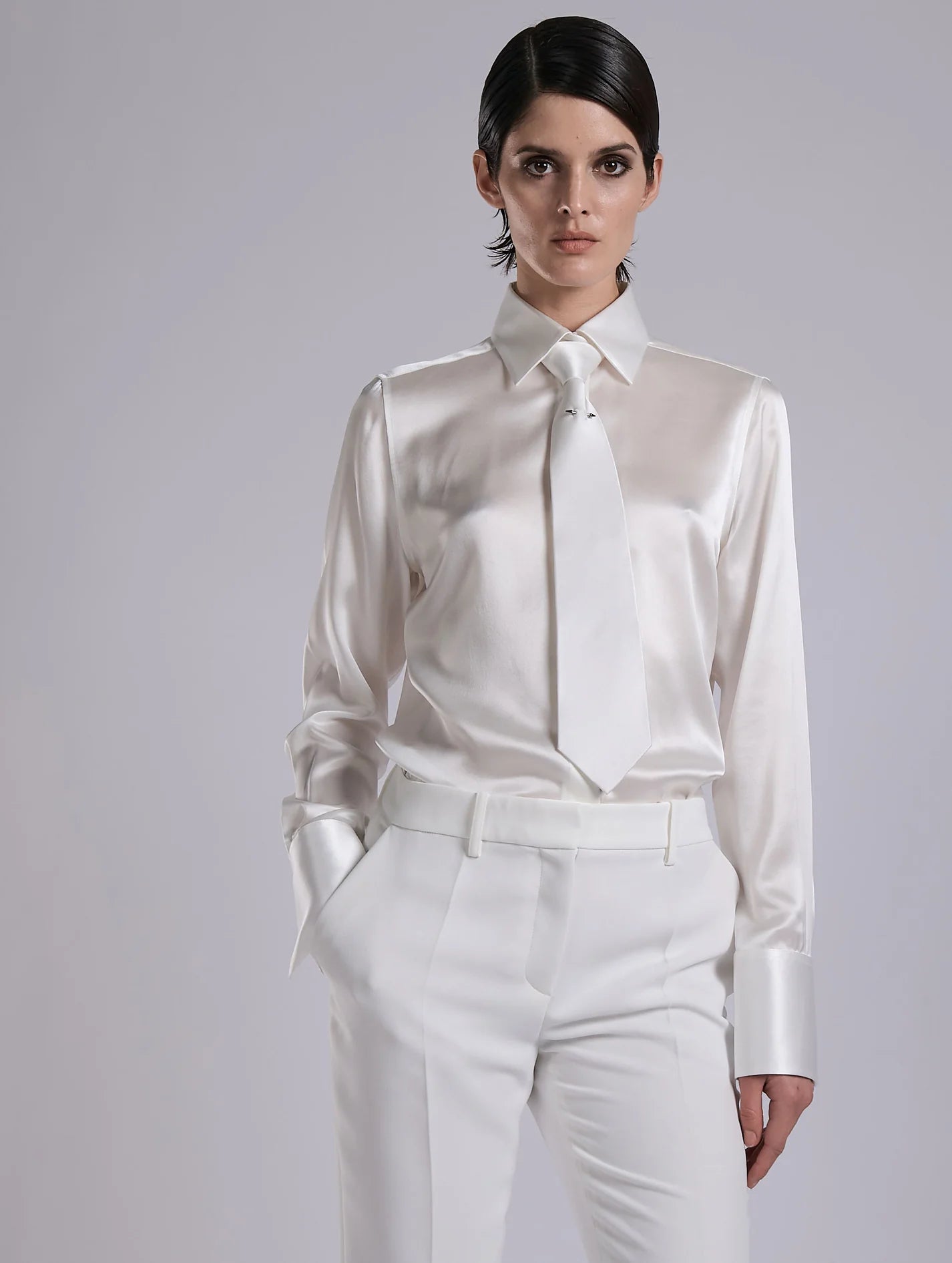 Barbara Bui Silk Satin Tie White G9201HCA_11