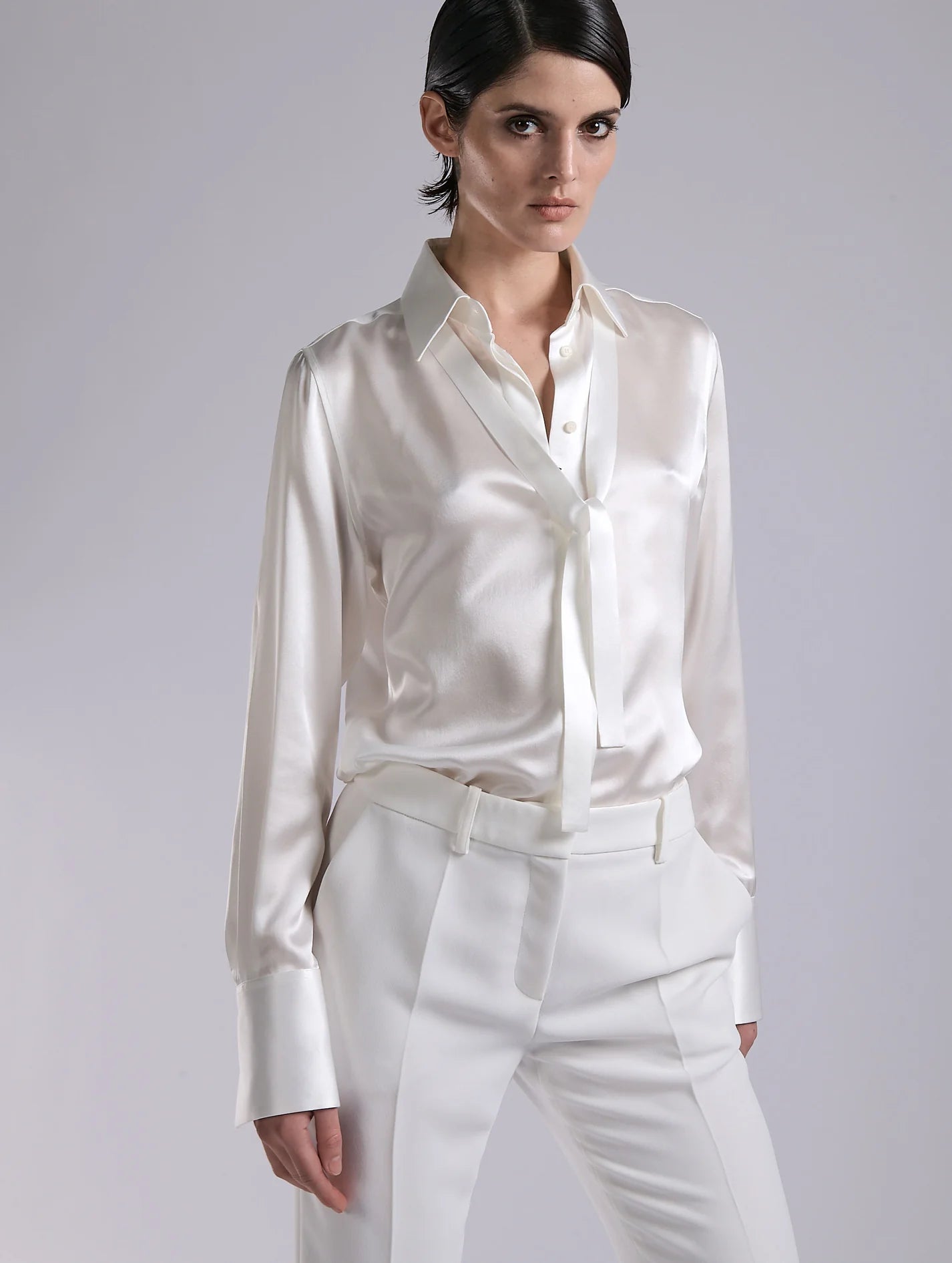 Barbara Bui White SILK SATIN LAVALLIÈRE SHIRT