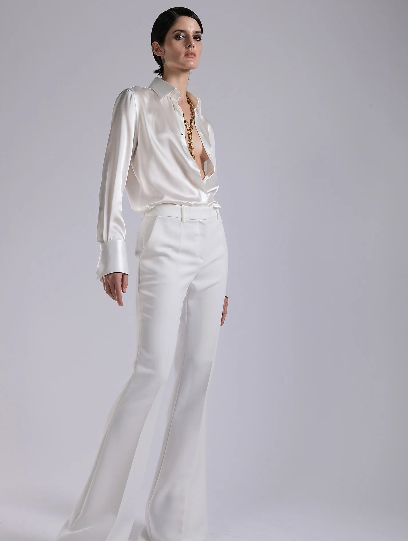Barbara Bui White SILK SATIN LAVALLIÈRE SHIRT