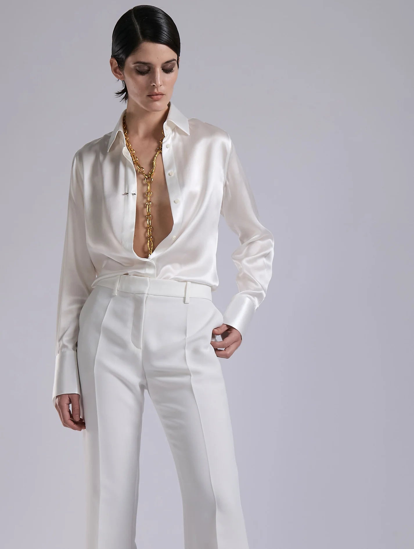 Barbara Bui White SILK SATIN LAVALLIÈRE SHIRT