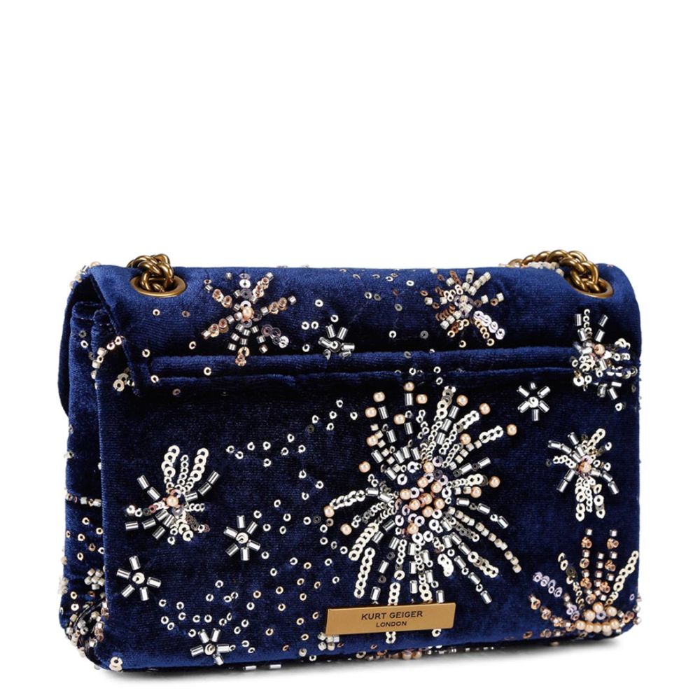 Kurt Geiger Navy Velvet Mini Kensington Bag 5017984789