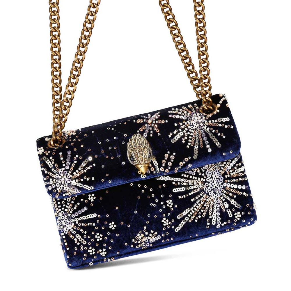 Kurt Geiger Navy Velvet Mini Kensington Bag 5017984789