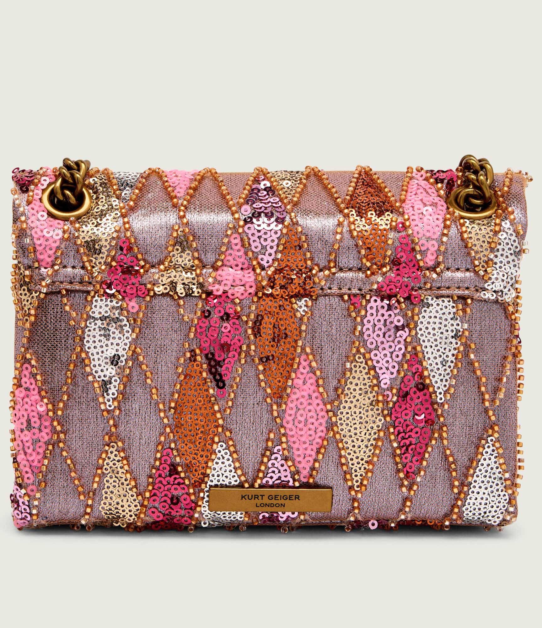 Kurt Geiger Kensington sequin mini bag pink comb