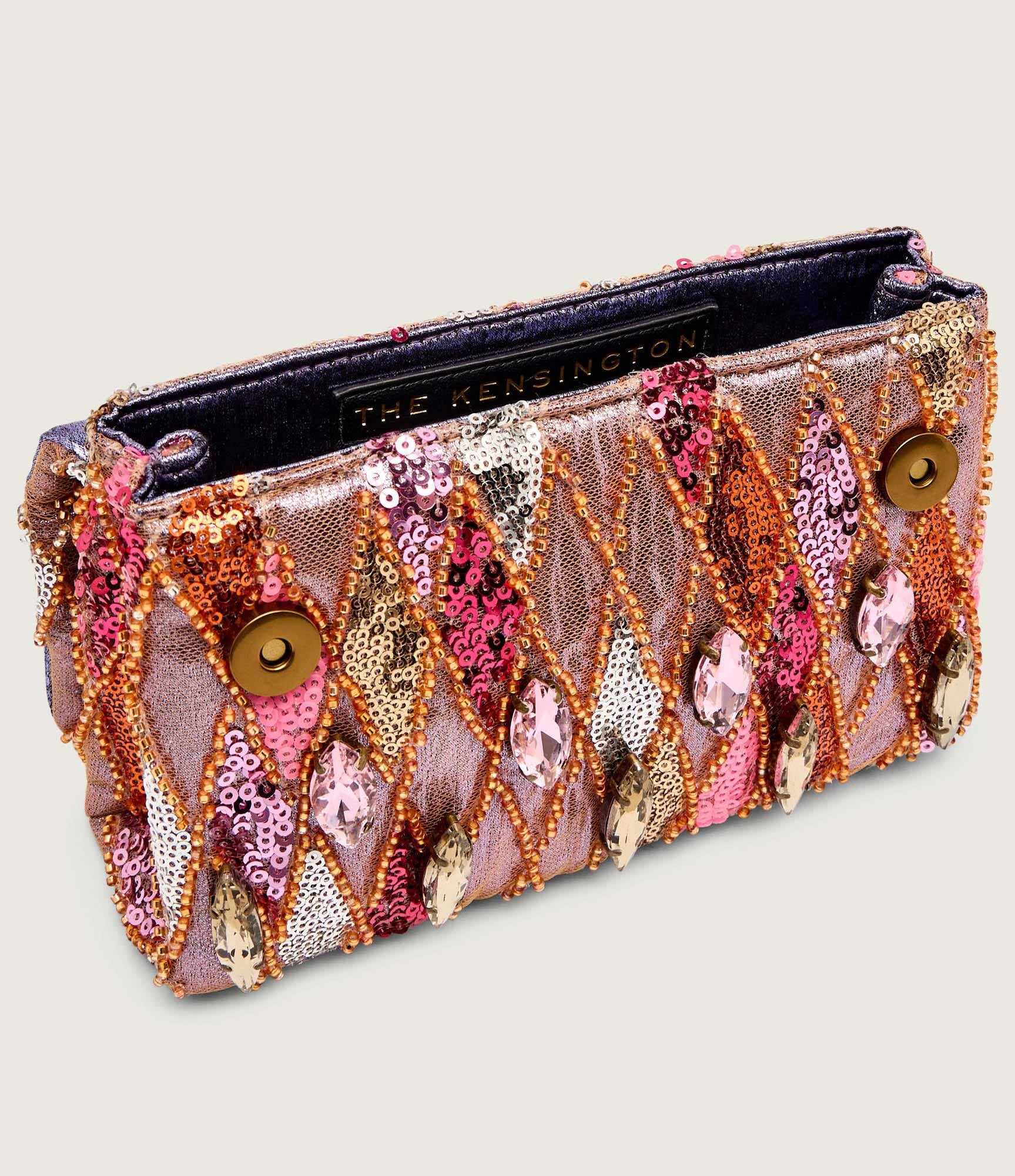 Kurt Geiger Kensington sequin mini bag pink comb