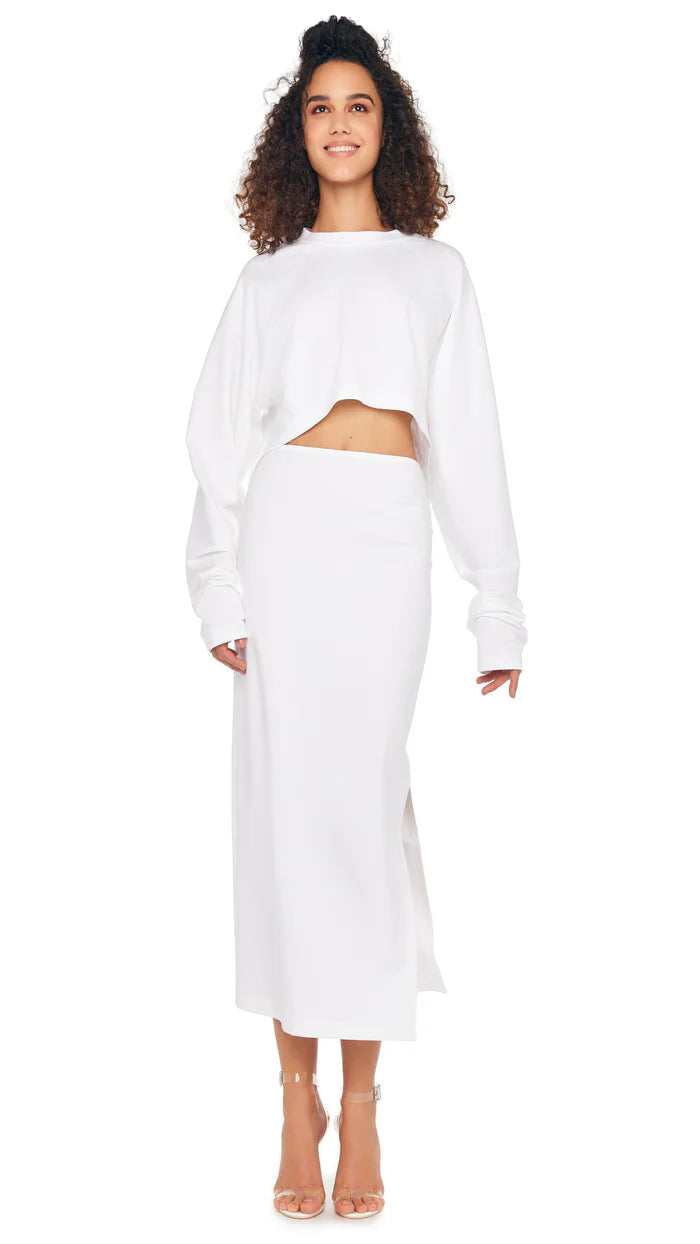 Norma Kamali Raglan Cropped Top White