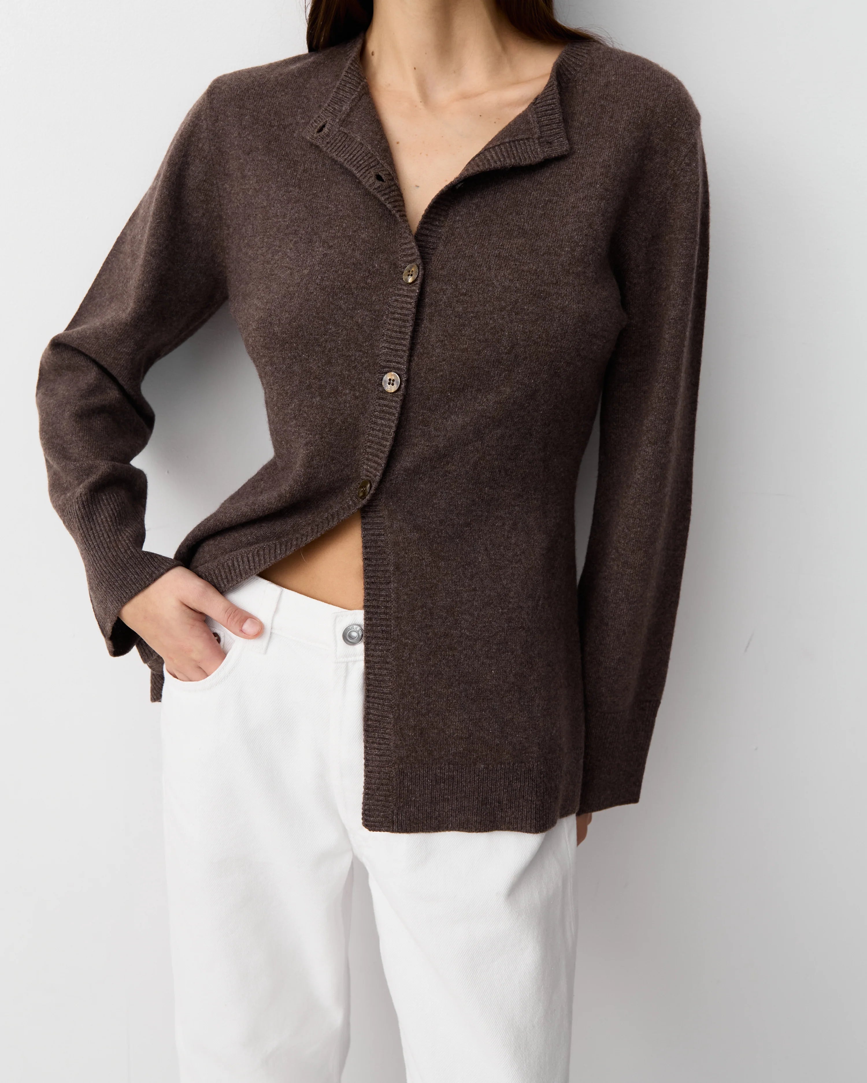 The Curated The Tailored Cardigan Chestnut NHW-AW2410-25833