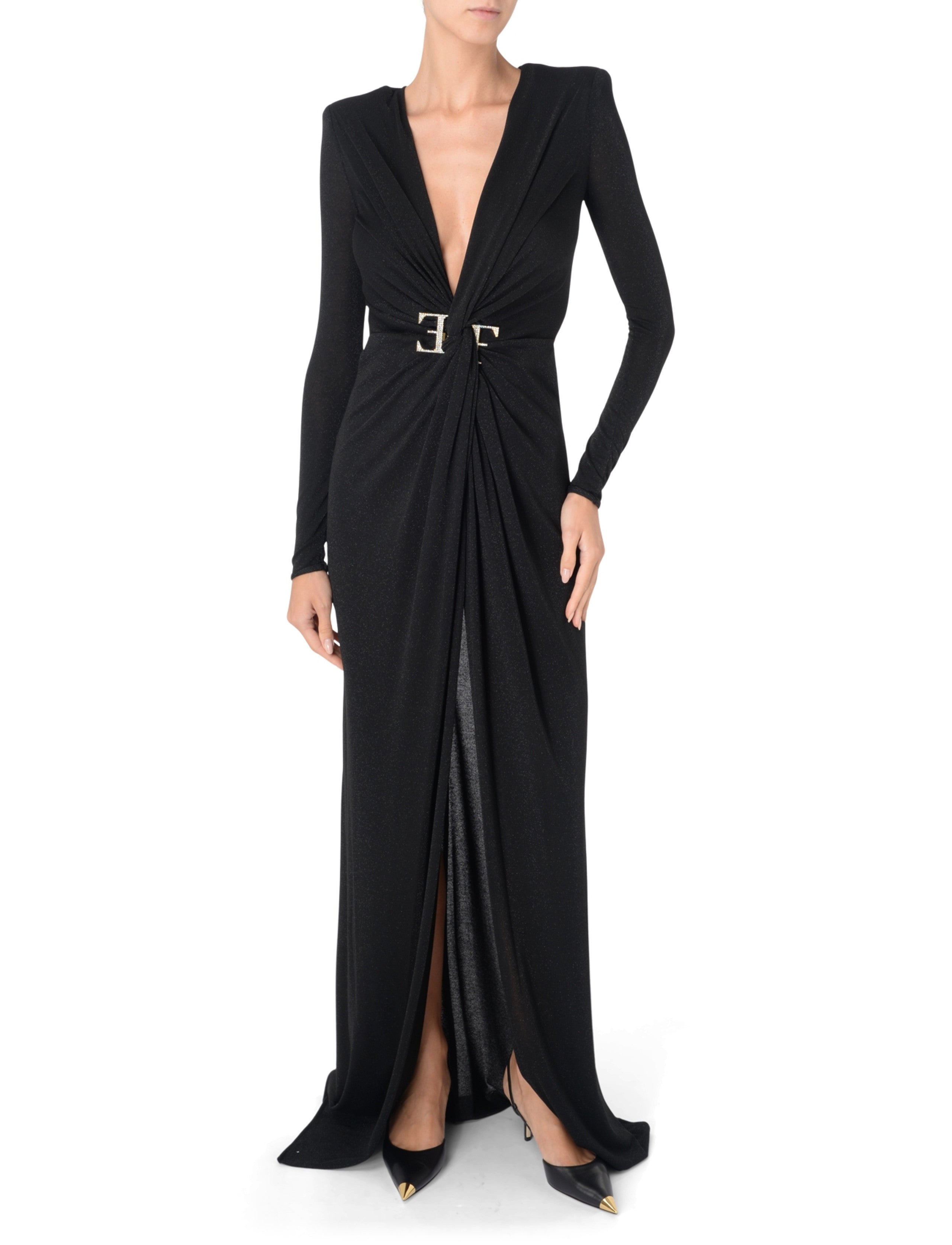 Elisabetta Franchi Red carpet dress black with knot AB72447E2_110