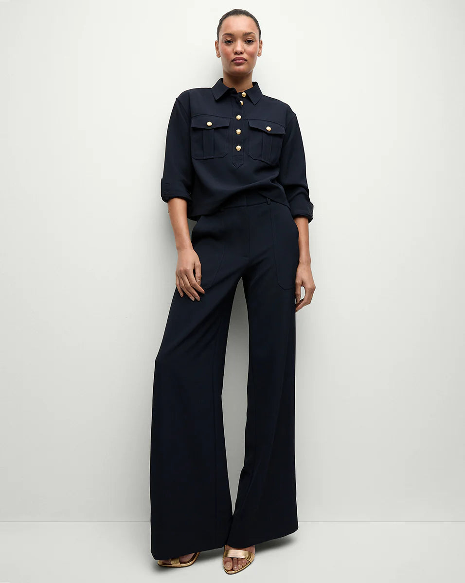 Veronica Beard Cole Wide-Leg Pant Navy