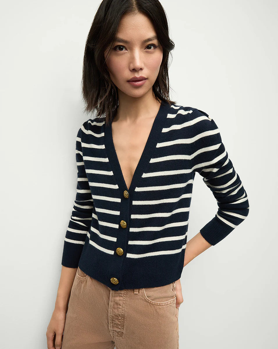 Veronica Beard Solene Striped Cashmere Cardigan