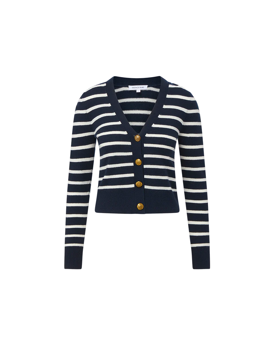 Veronica Beard Solene Striped Cashmere Cardigan