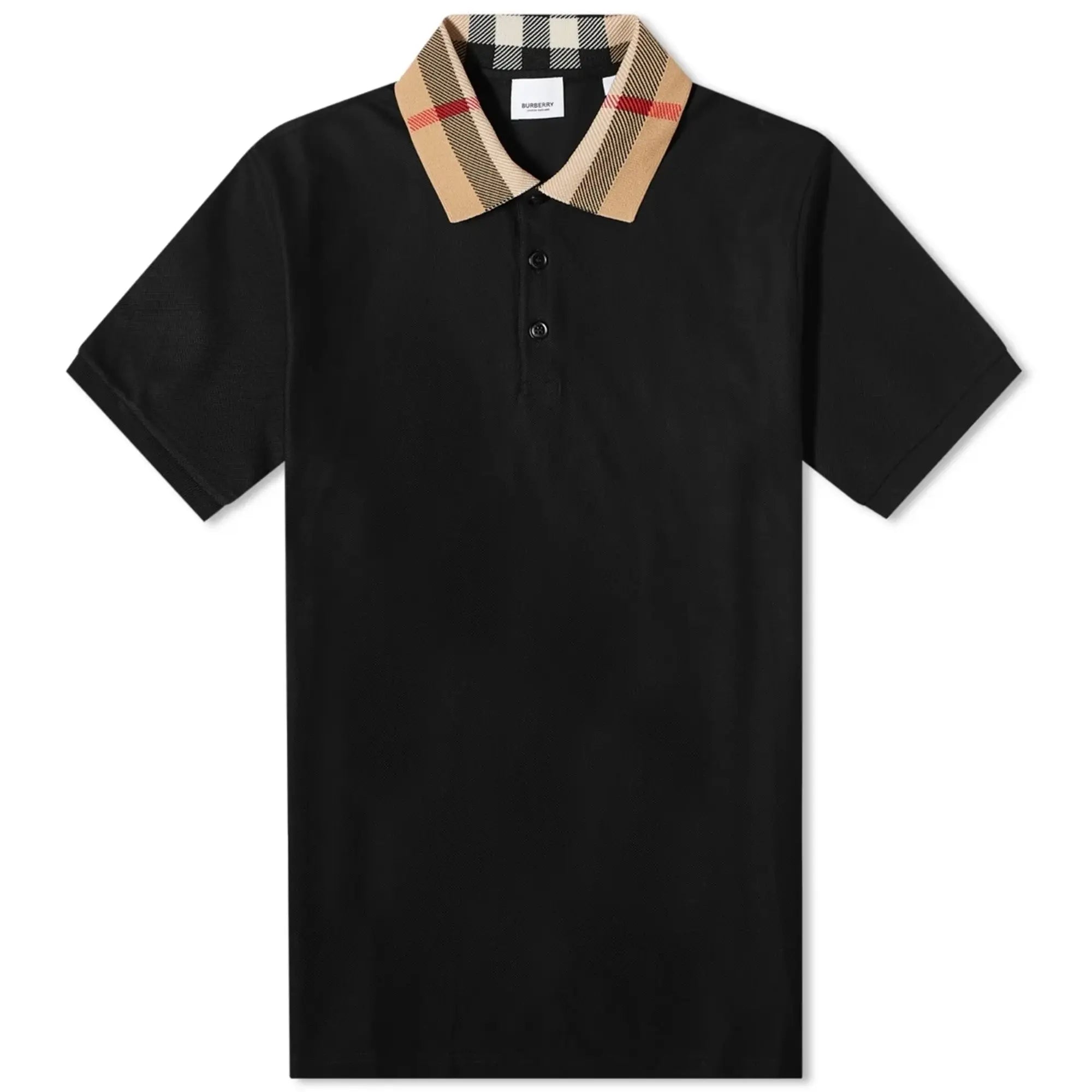 BURBERRY Black Cody Check Collar Heren Polo