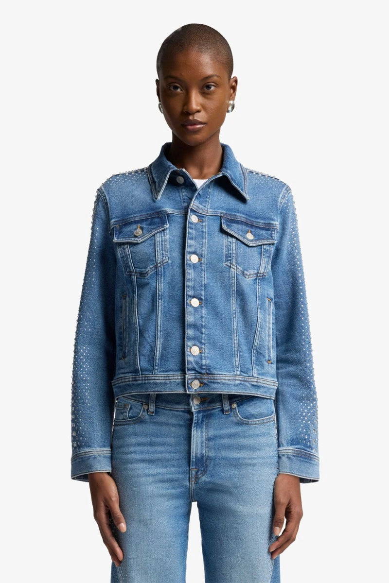 7 For All Mankind Adi Trucker Love Soul With Crystals 7UJ6C120-LS1