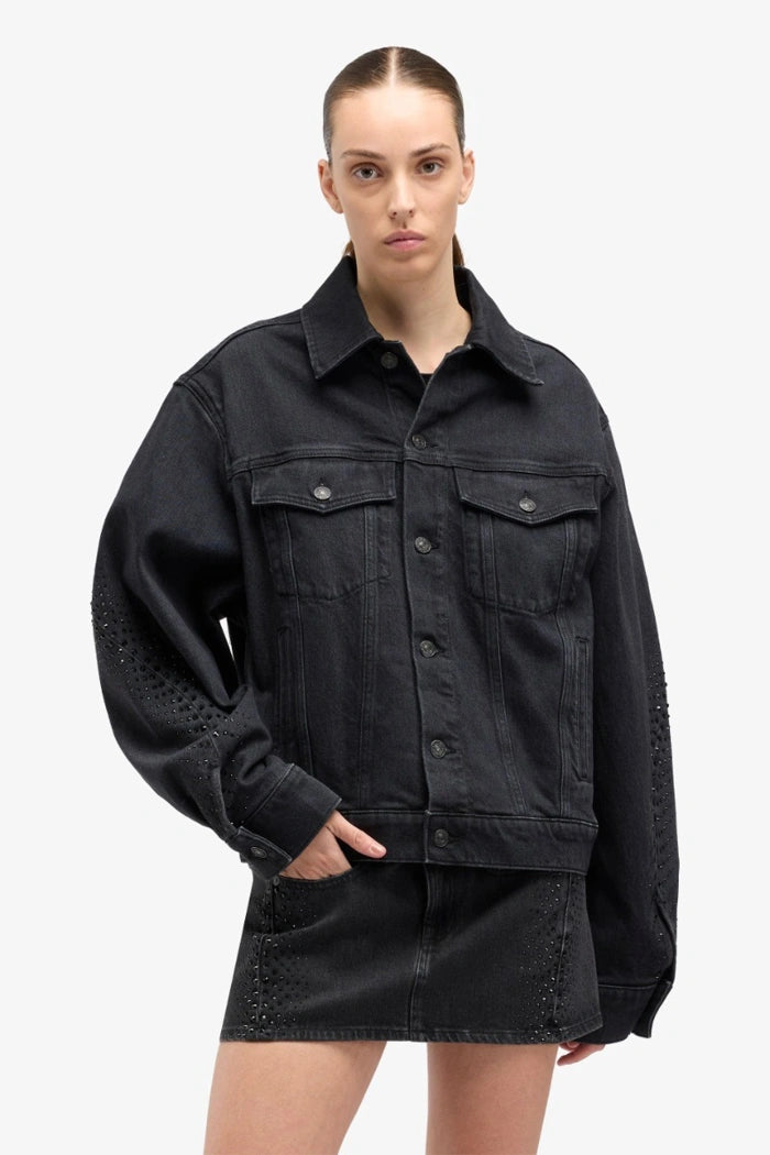 7 For All Mankind Embellished Twisted Jacket Black 7UX80C31-1O3