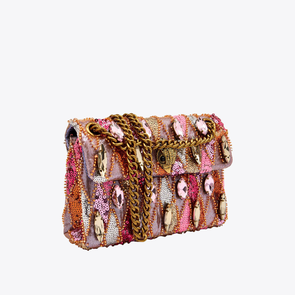 Kurt Geiger Kensington sequin mini bag pink comb