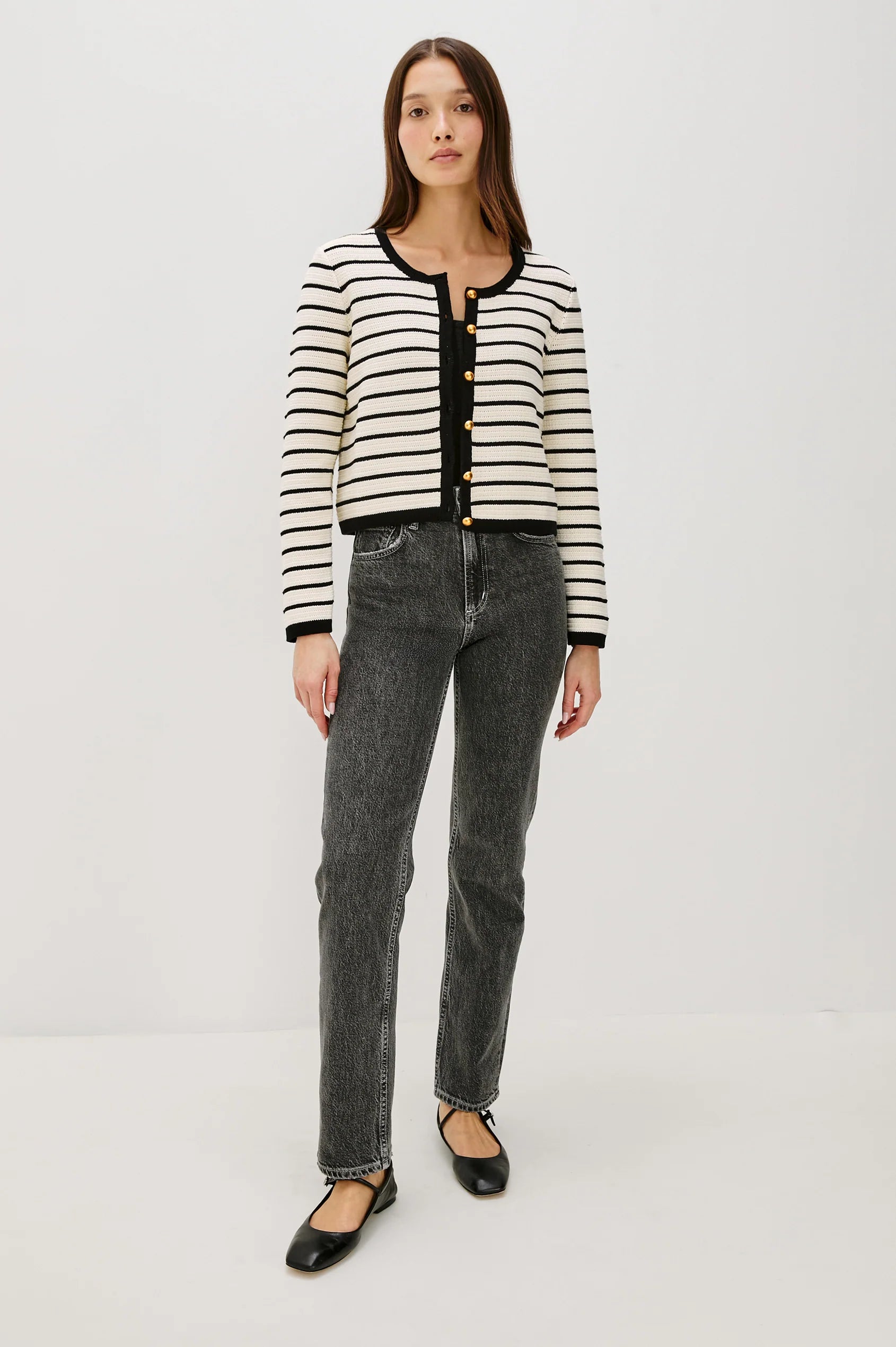 Rails Catania Cardigan Ivory Black Stripe