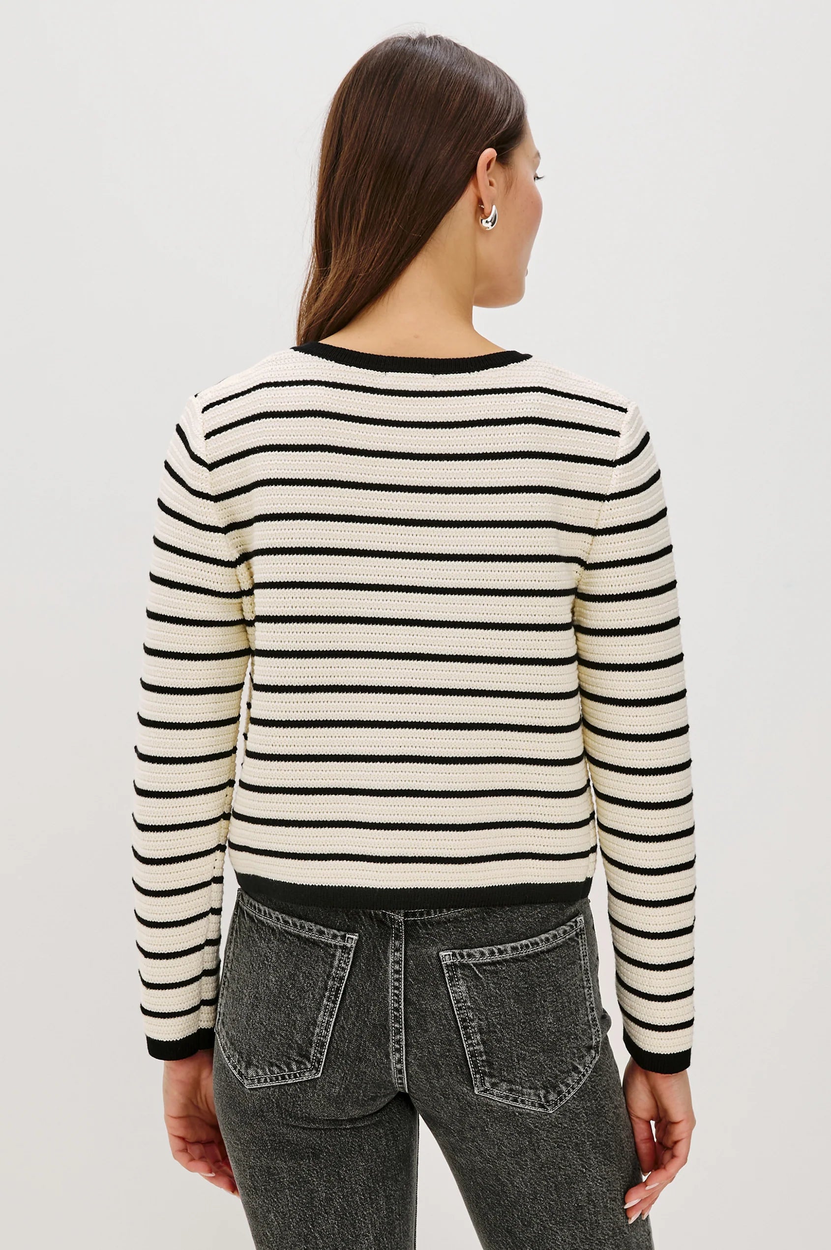 Rails Catania Cardigan Ivory Black Stripe
