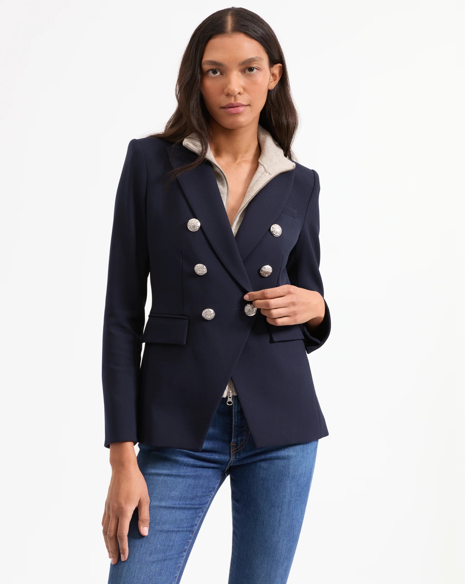 Veronica Beard Miller Dickey Jacket Navy/Silver