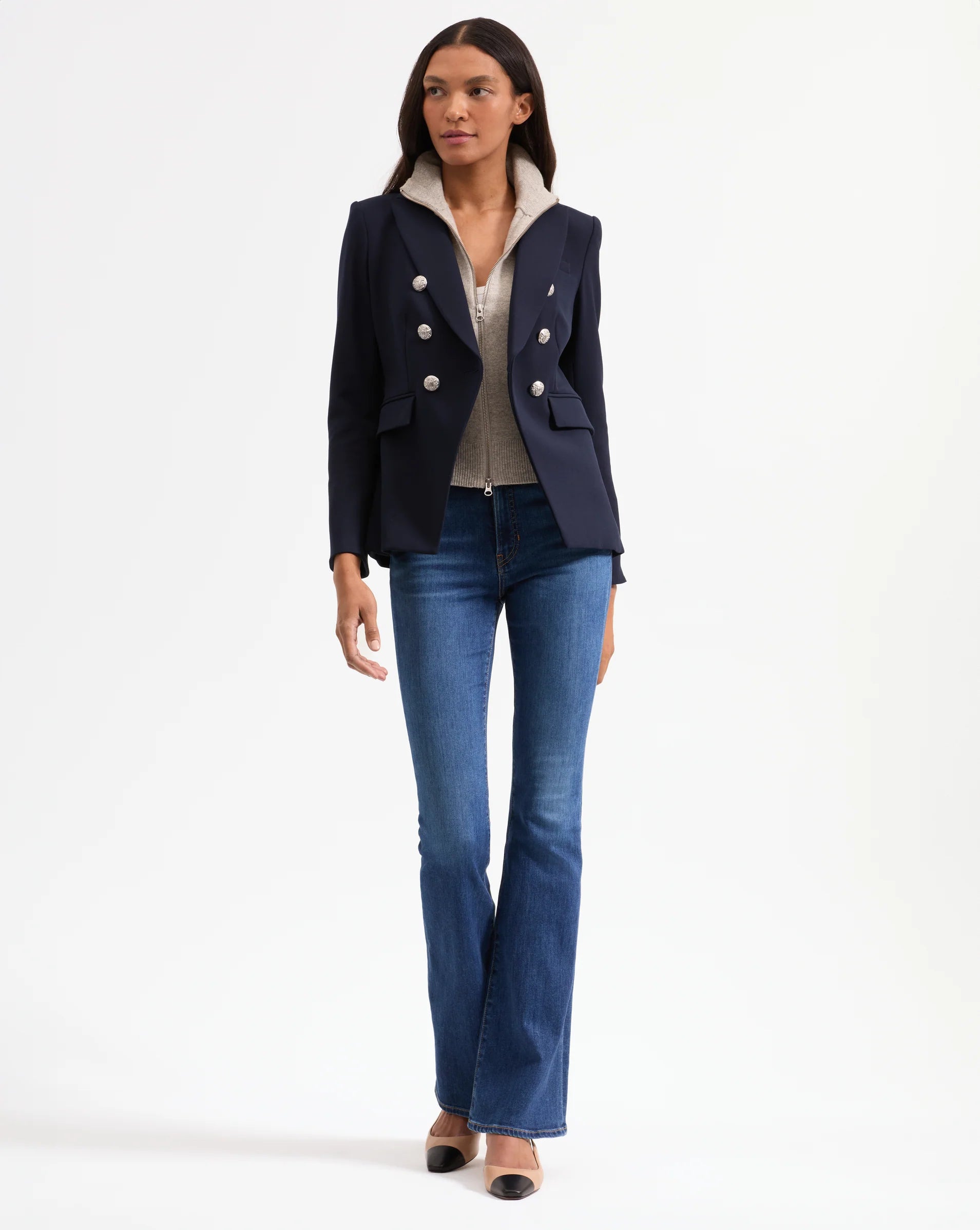 Veronica Beard Miller Dickey Jacket Navy/Silver