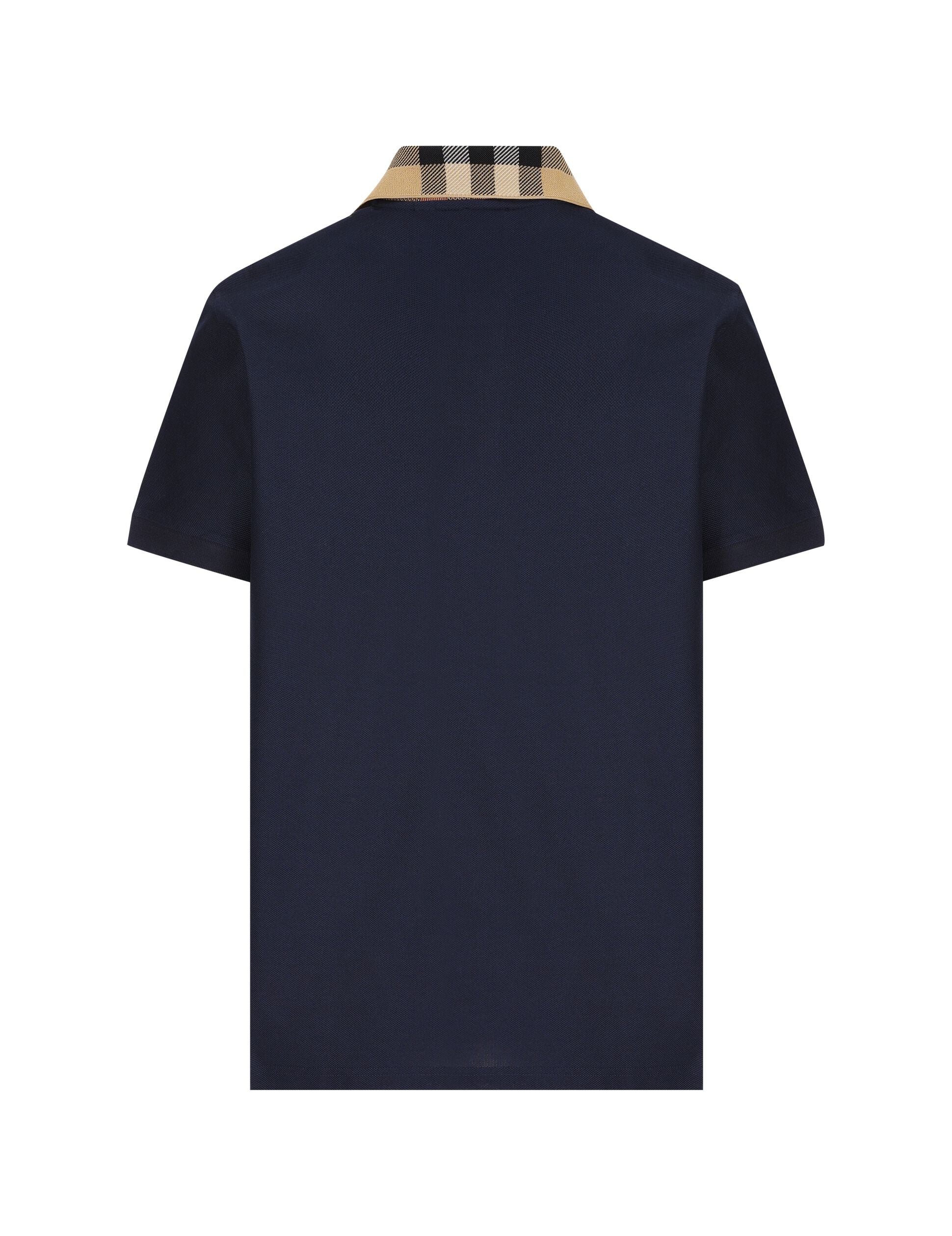 BURBERRY Navy Cody Check Collar Polo