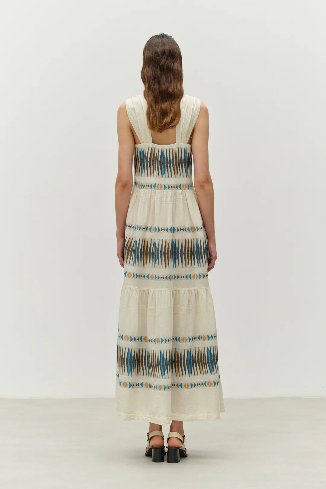 Devotion Twins Elegant long dress blue/camel 025354G