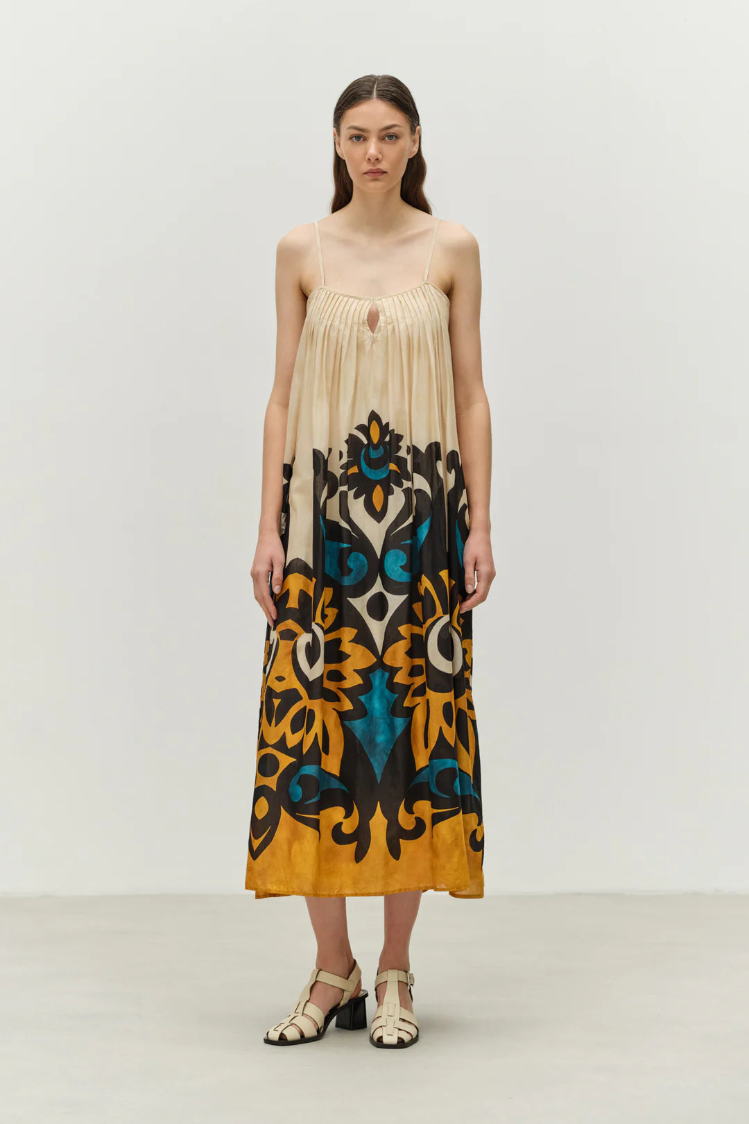 Devotion Twins long dress blue/camel 024345G