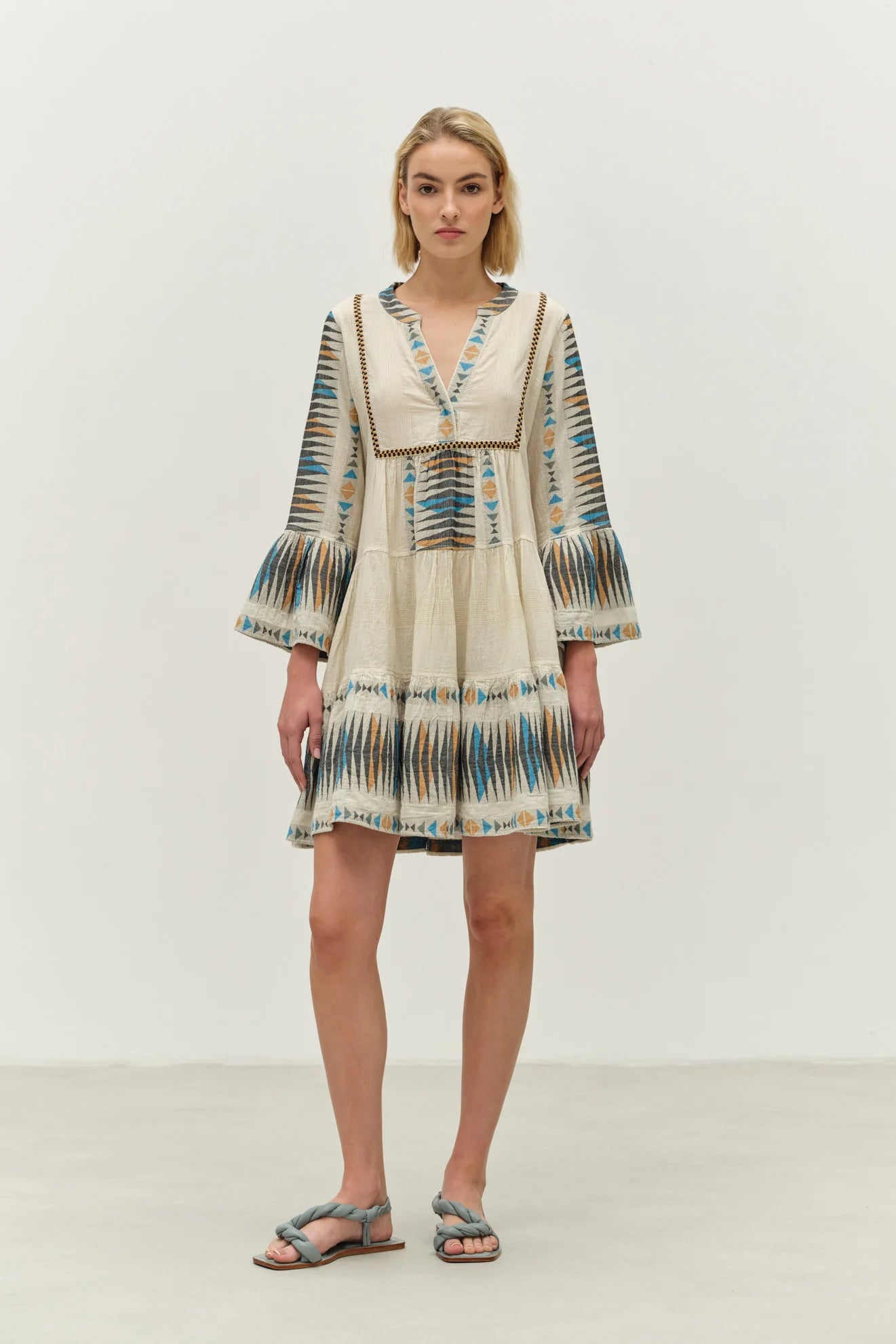 Devotion Twins Paradise short dress blue/camel 025312G